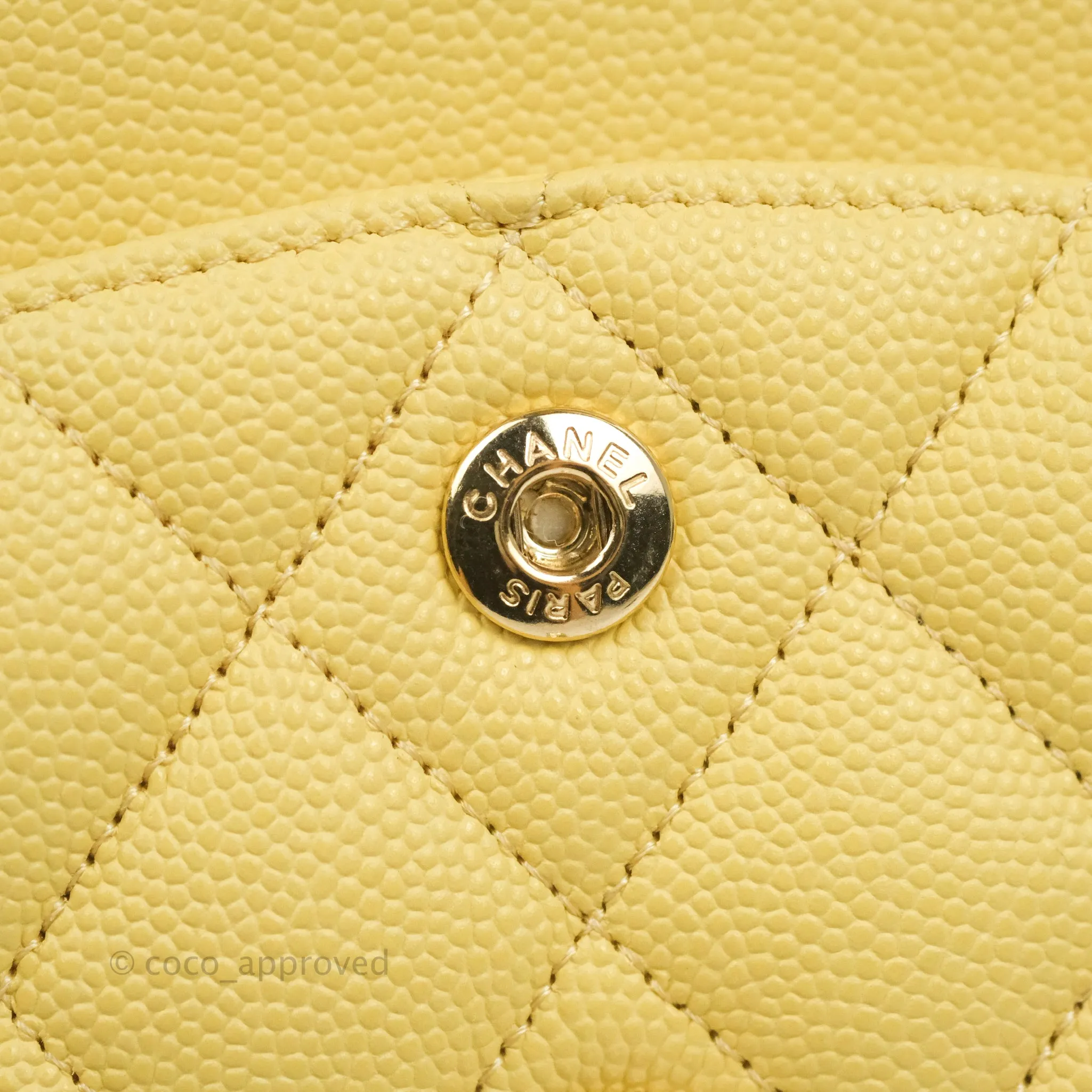 Chanel Classic Small S/M Quilted Flap Yellow Caviar Gold Hardware