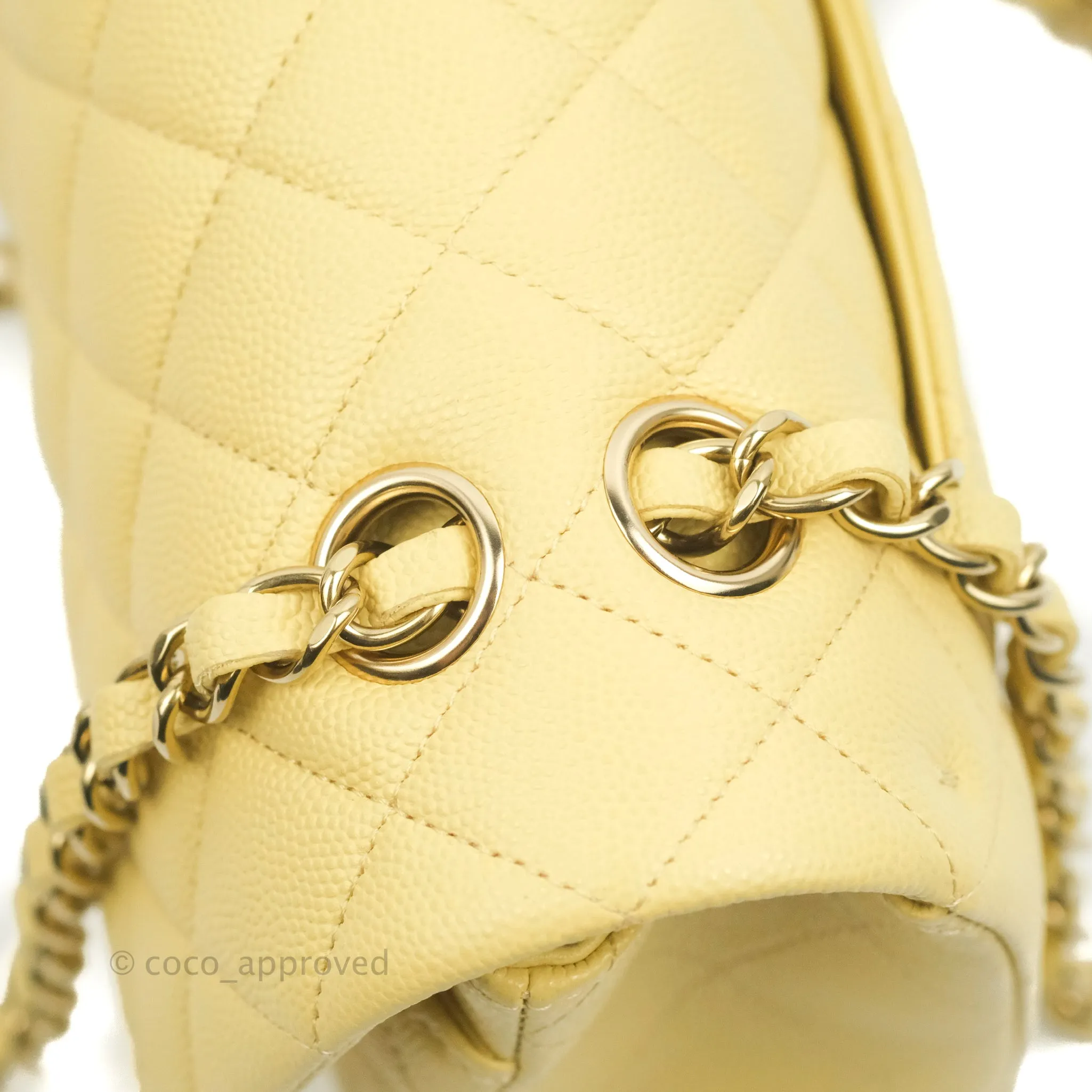 Chanel Classic Small S/M Quilted Flap Yellow Caviar Gold Hardware