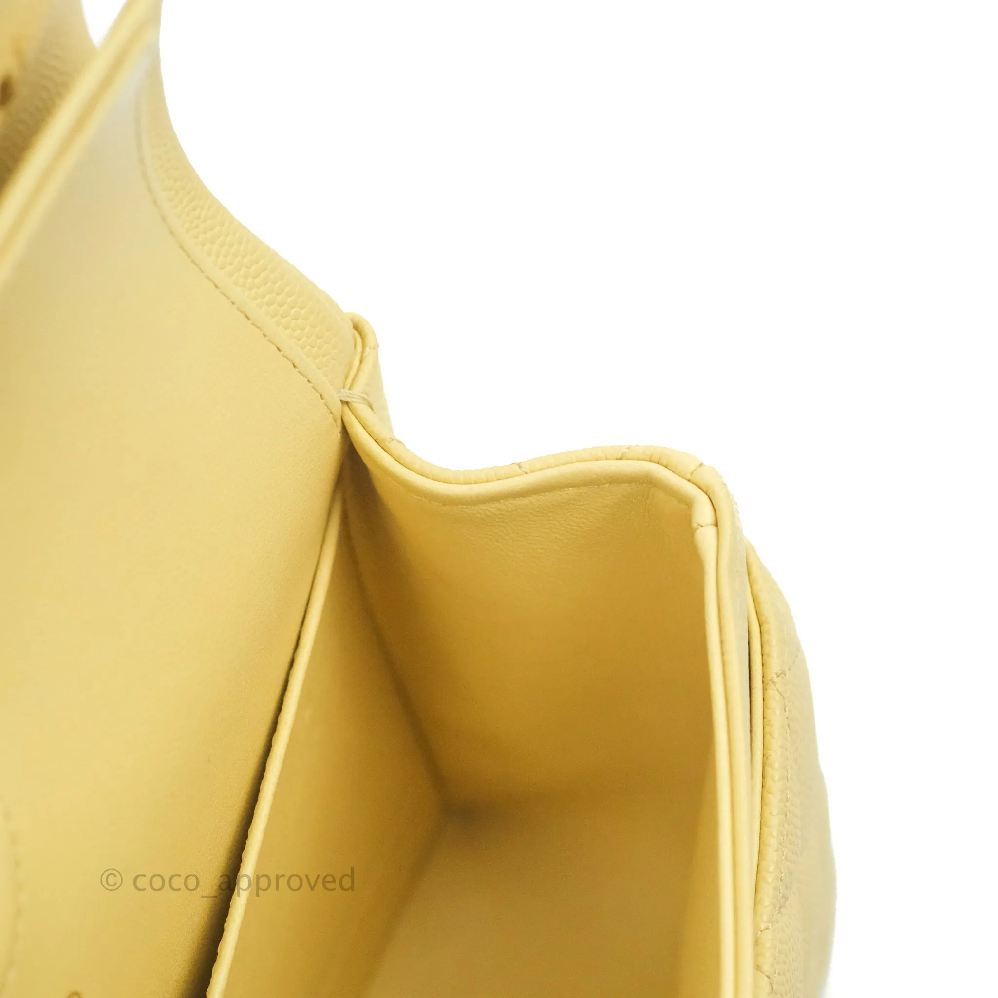 Chanel Classic Small S/M Quilted Flap Yellow Caviar Gold Hardware