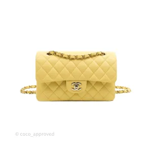 Chanel Classic Small S/M Quilted Flap Yellow Caviar Gold Hardware