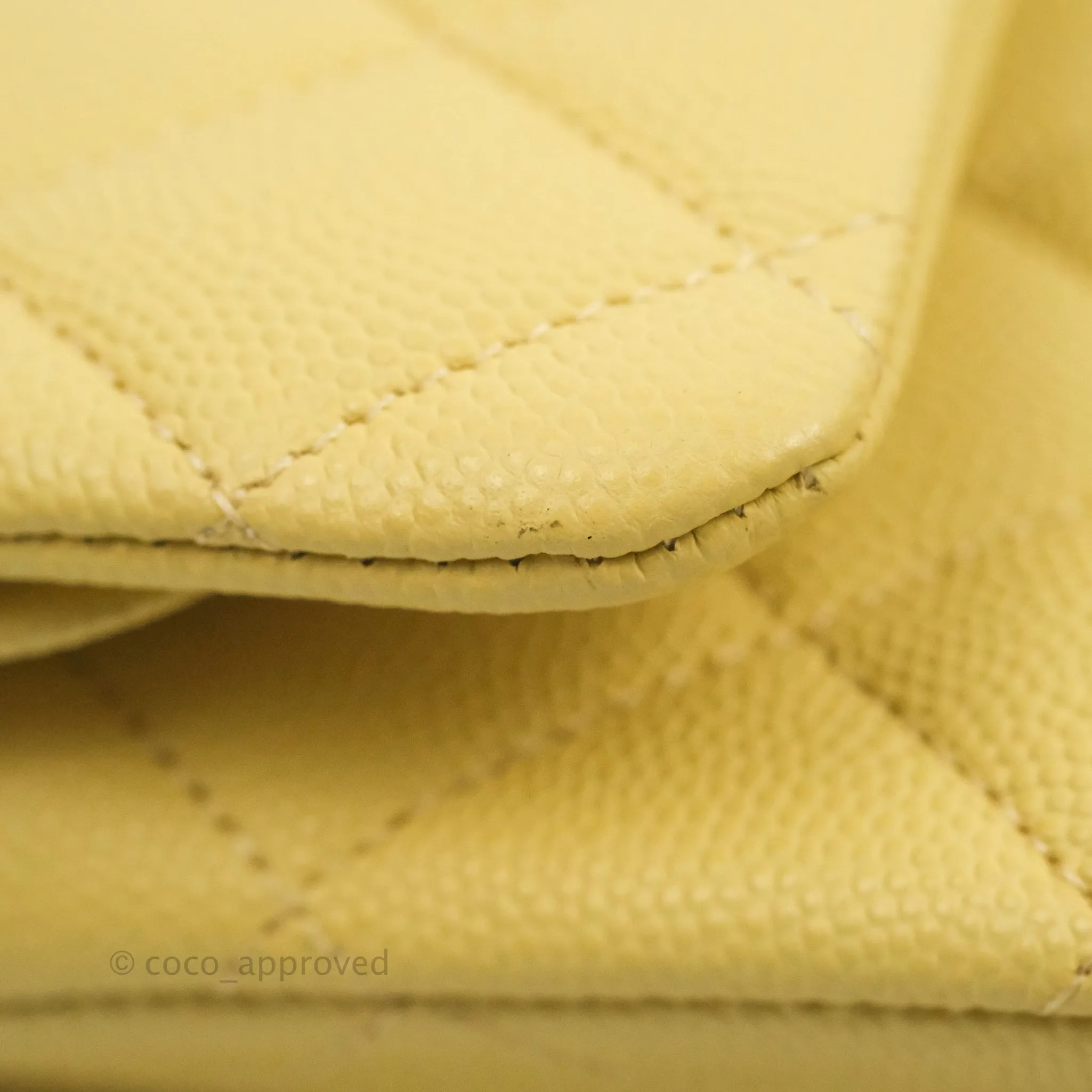 Chanel Classic Small S/M Quilted Flap Yellow Caviar Gold Hardware