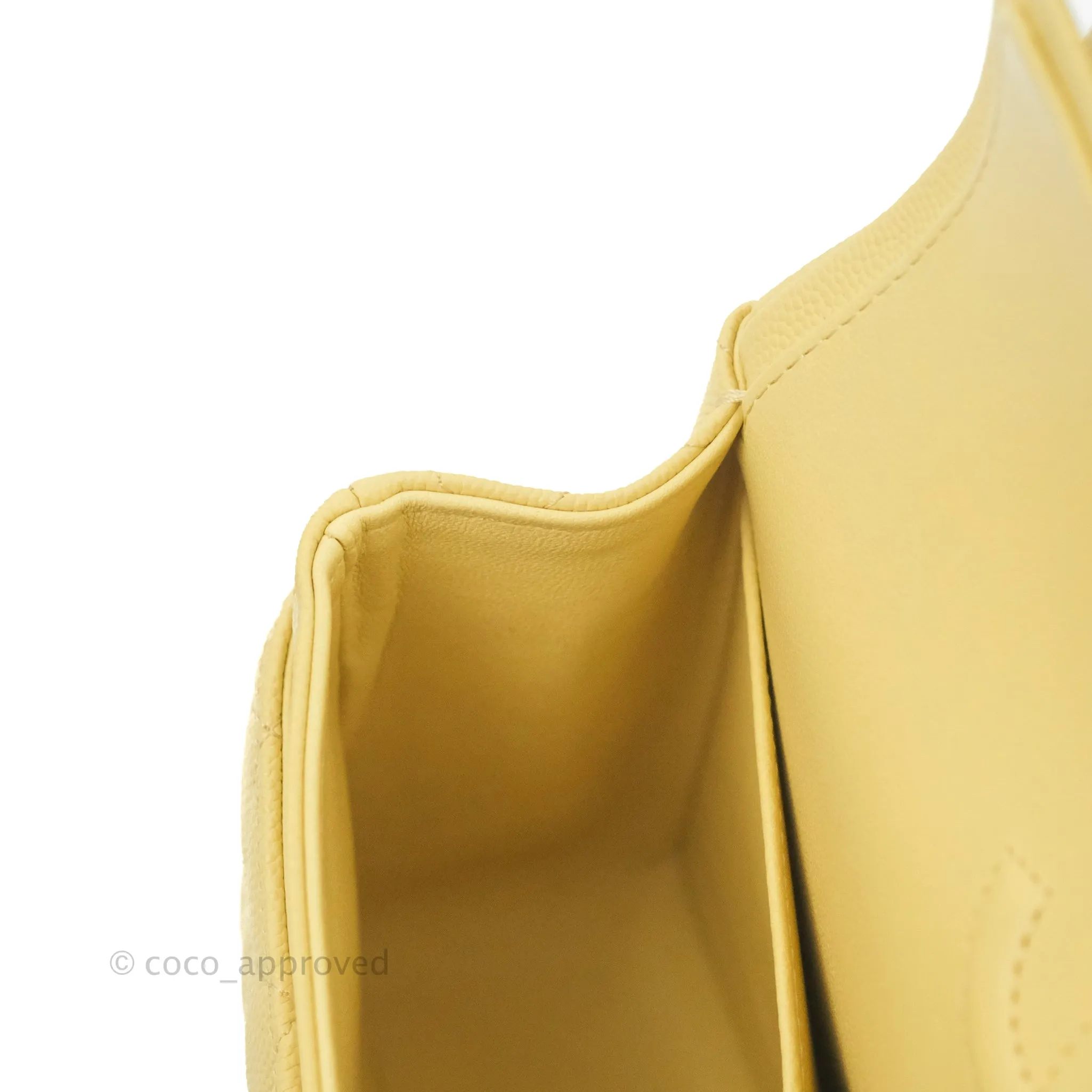 Chanel Classic Small S/M Quilted Flap Yellow Caviar Gold Hardware