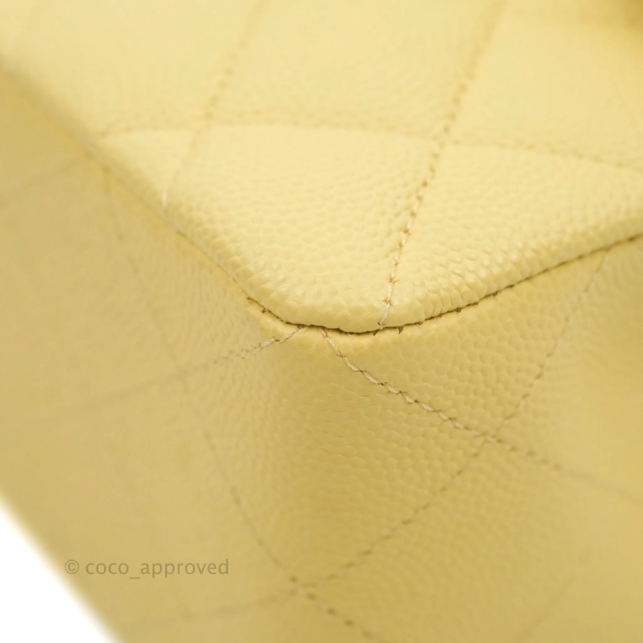 Chanel Classic Small S/M Quilted Flap Yellow Caviar Gold Hardware