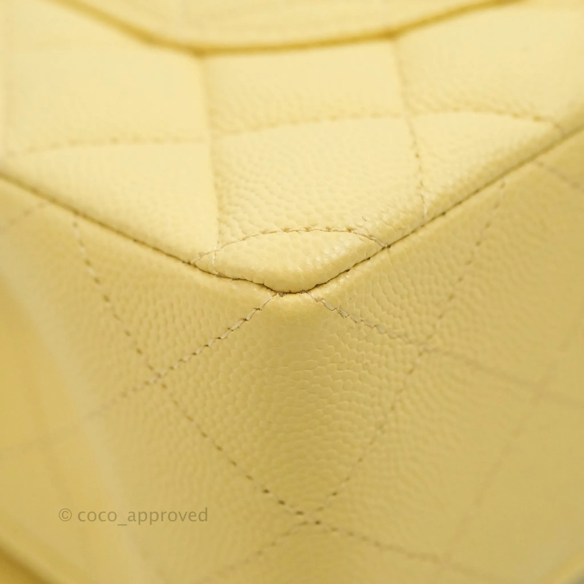 Chanel Classic Small S/M Quilted Flap Yellow Caviar Gold Hardware