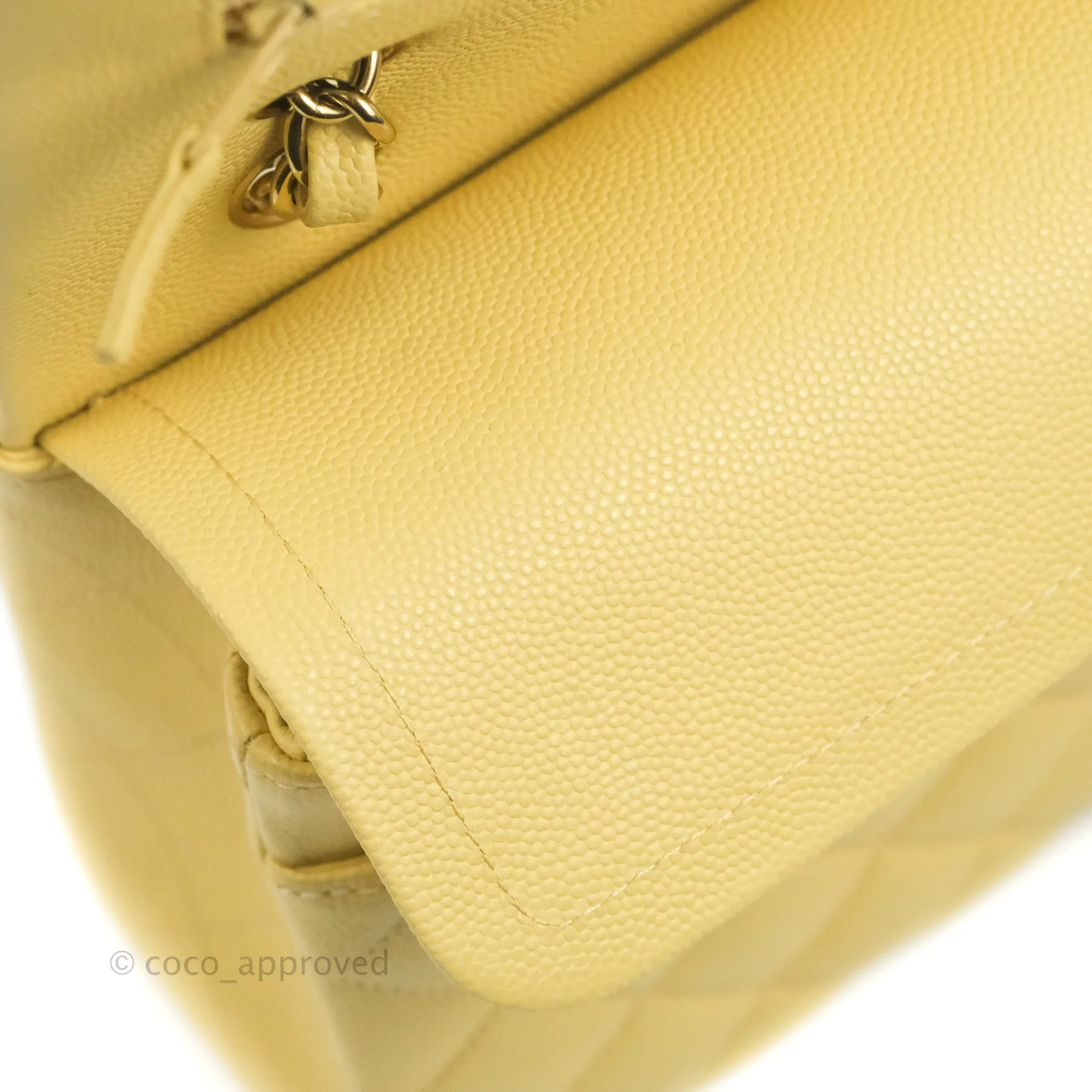 Chanel Classic Small S/M Quilted Flap Yellow Caviar Gold Hardware