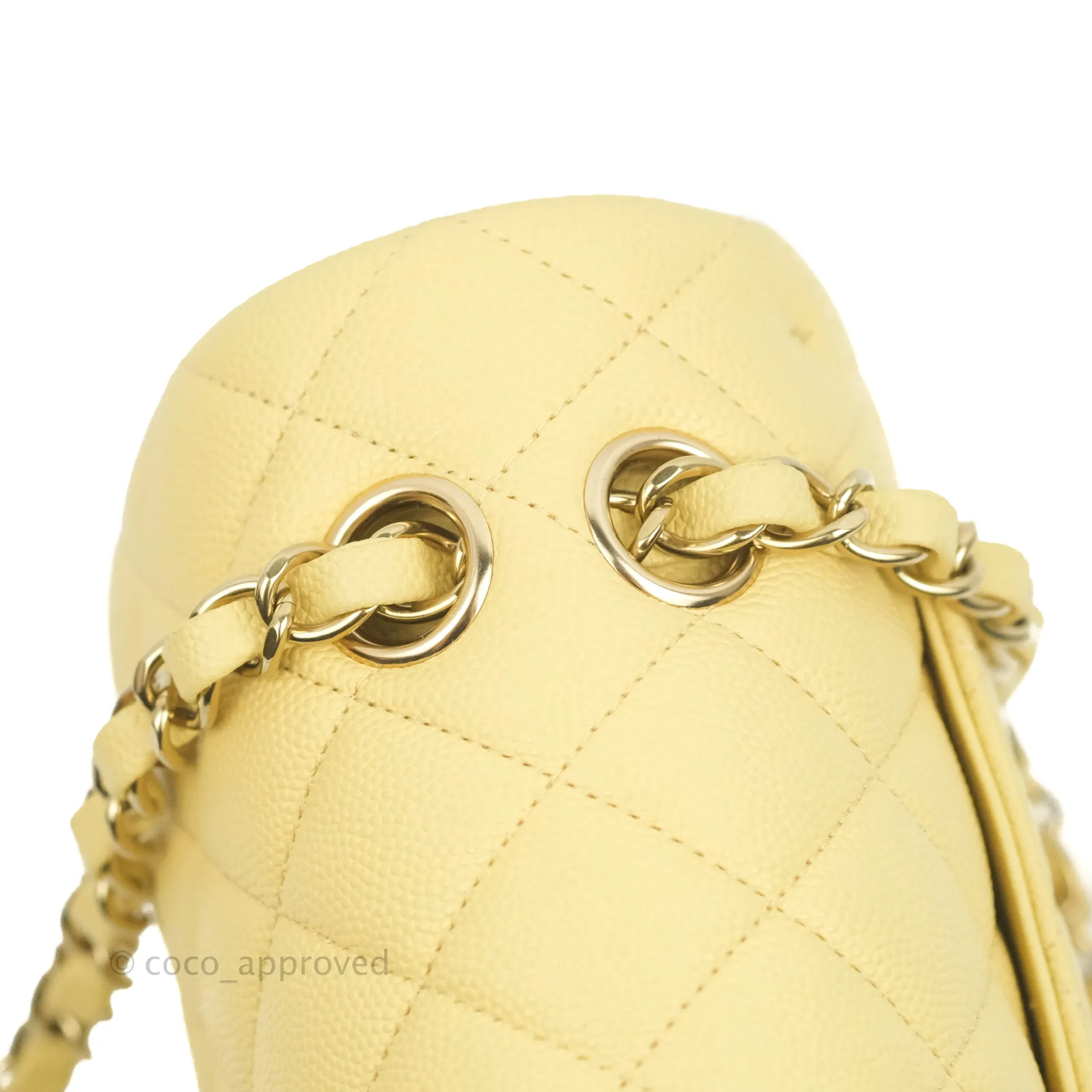Chanel Classic Small S/M Quilted Flap Yellow Caviar Gold Hardware
