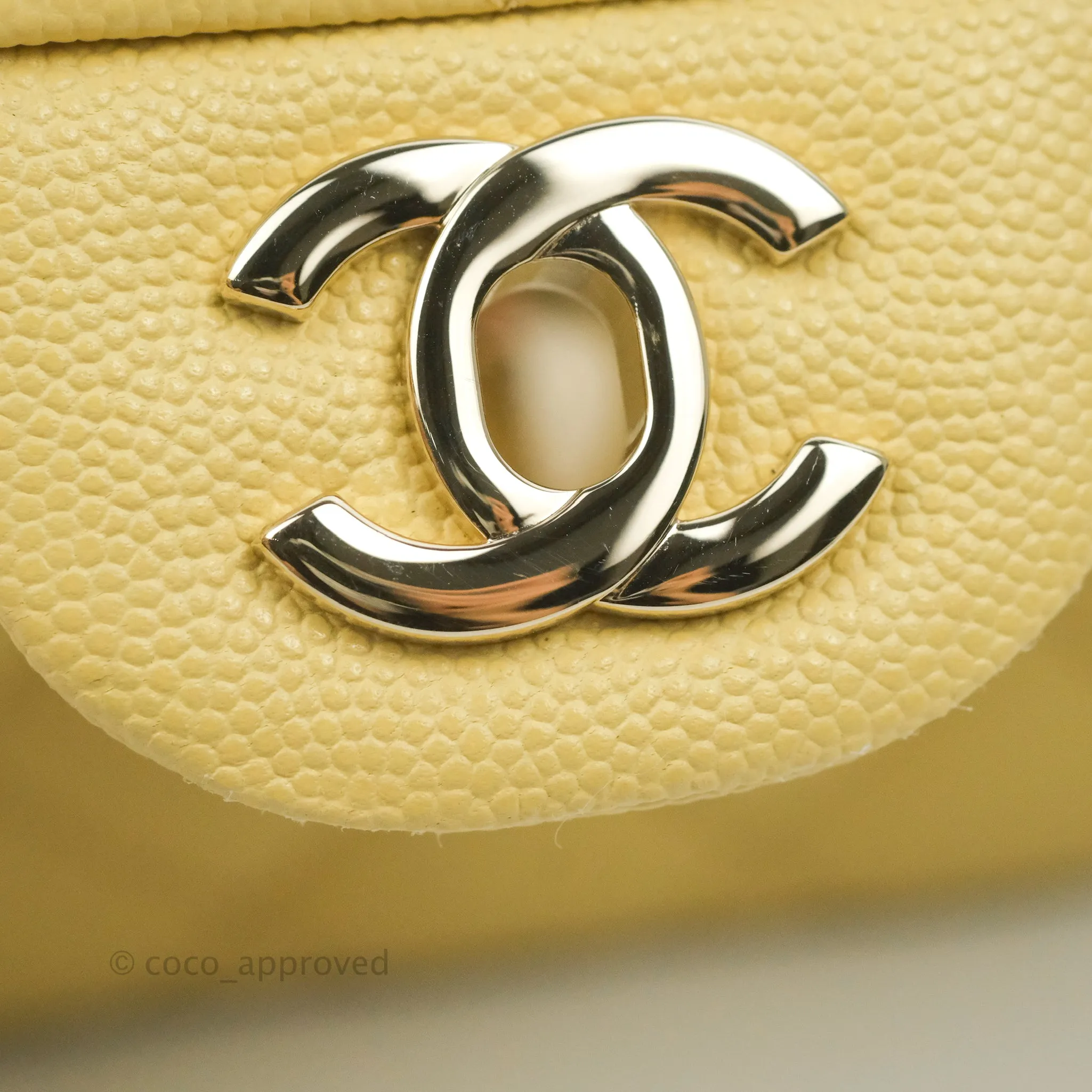 Chanel Classic Small S/M Quilted Flap Yellow Caviar Gold Hardware