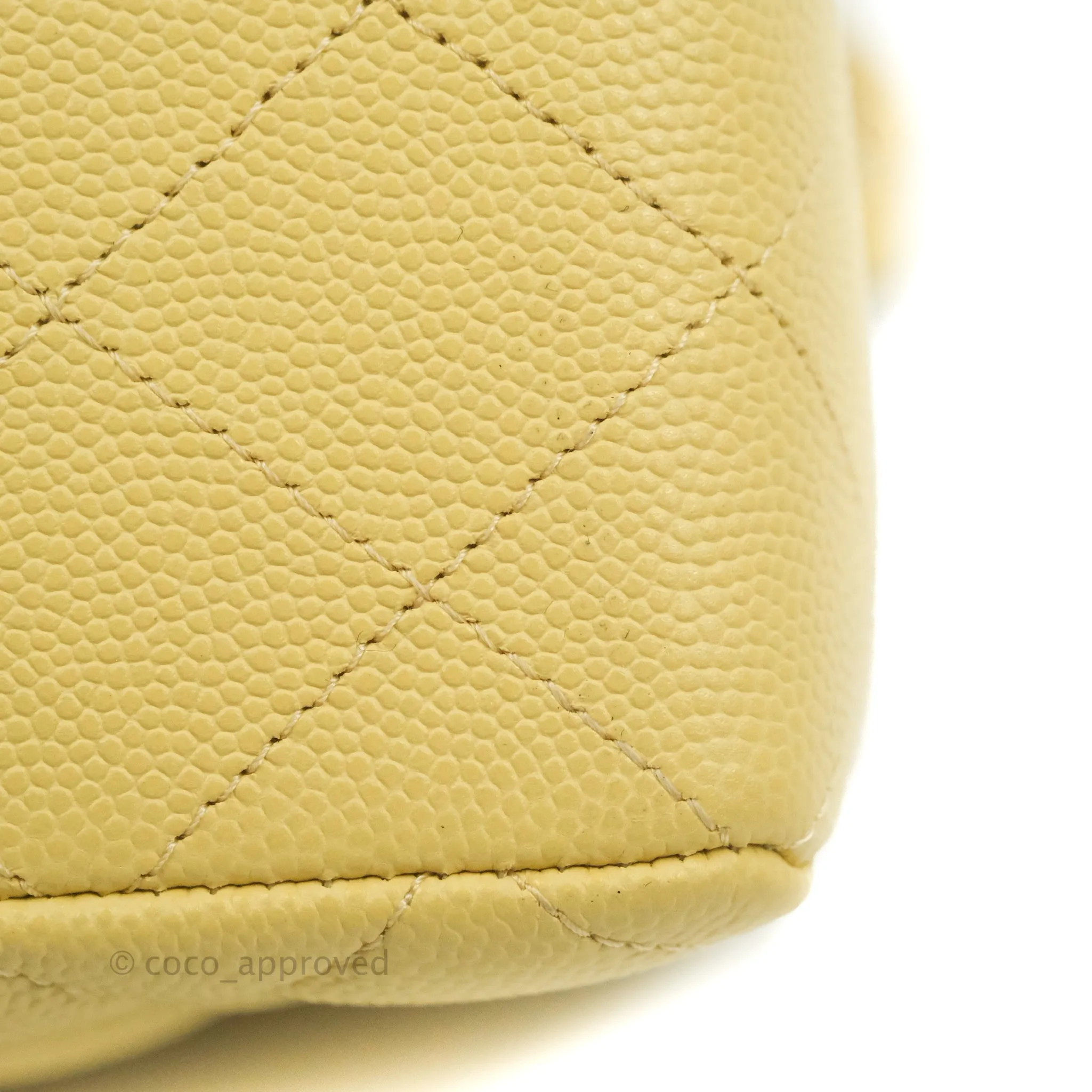 Chanel Classic Small S/M Quilted Flap Yellow Caviar Gold Hardware