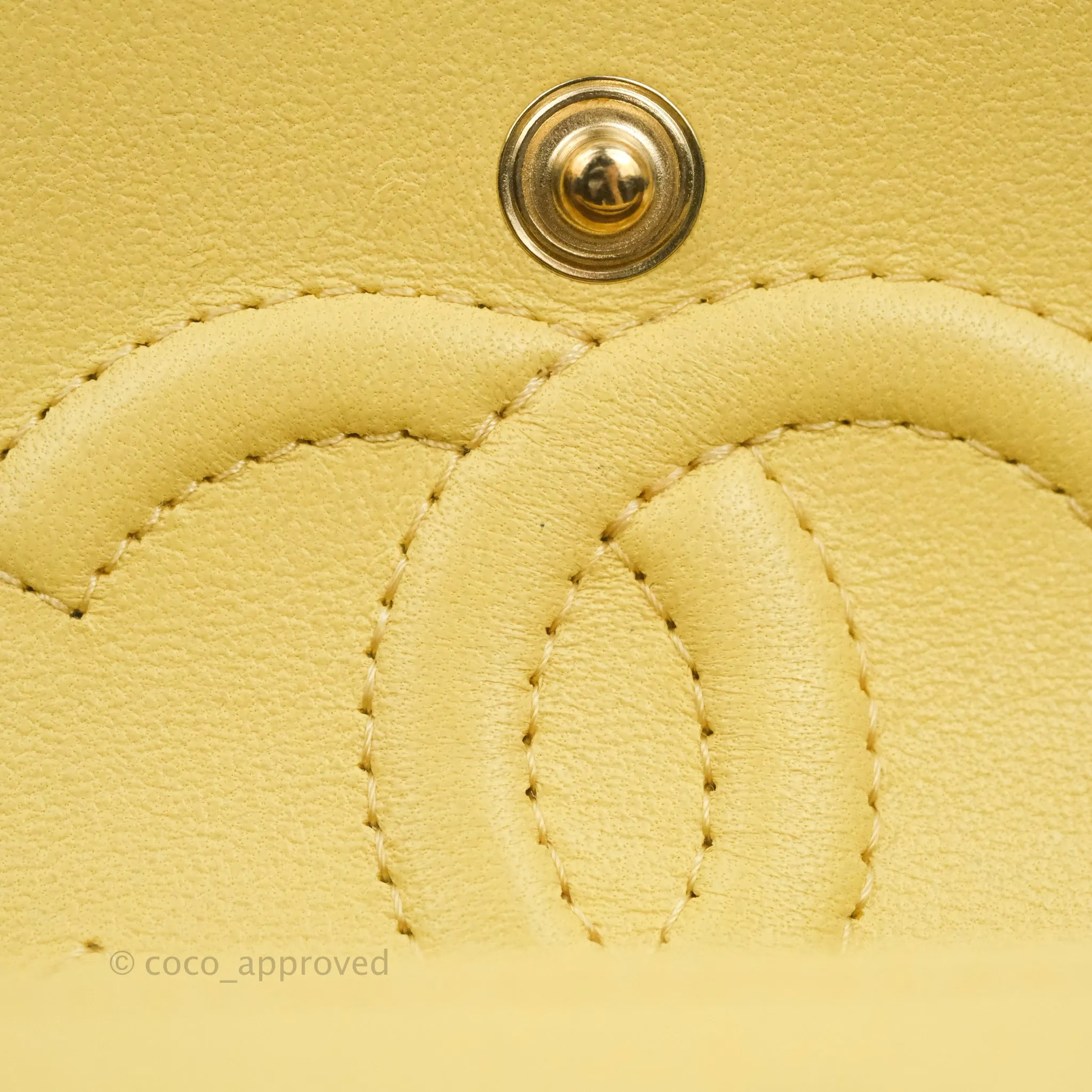 Chanel Classic Small S/M Quilted Flap Yellow Caviar Gold Hardware