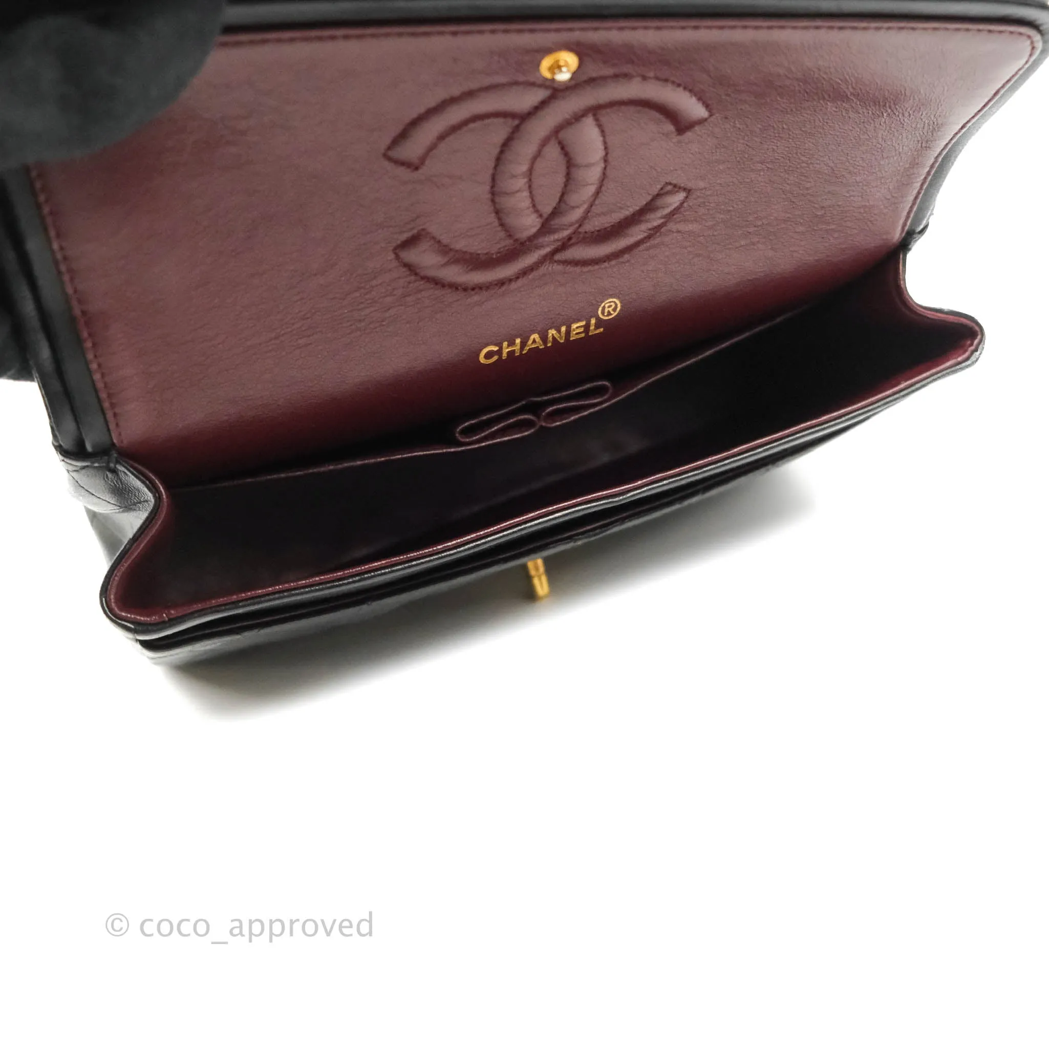 Chanel Classic Vintage Medium Flap Black Lambskin 24K Gold Hardware