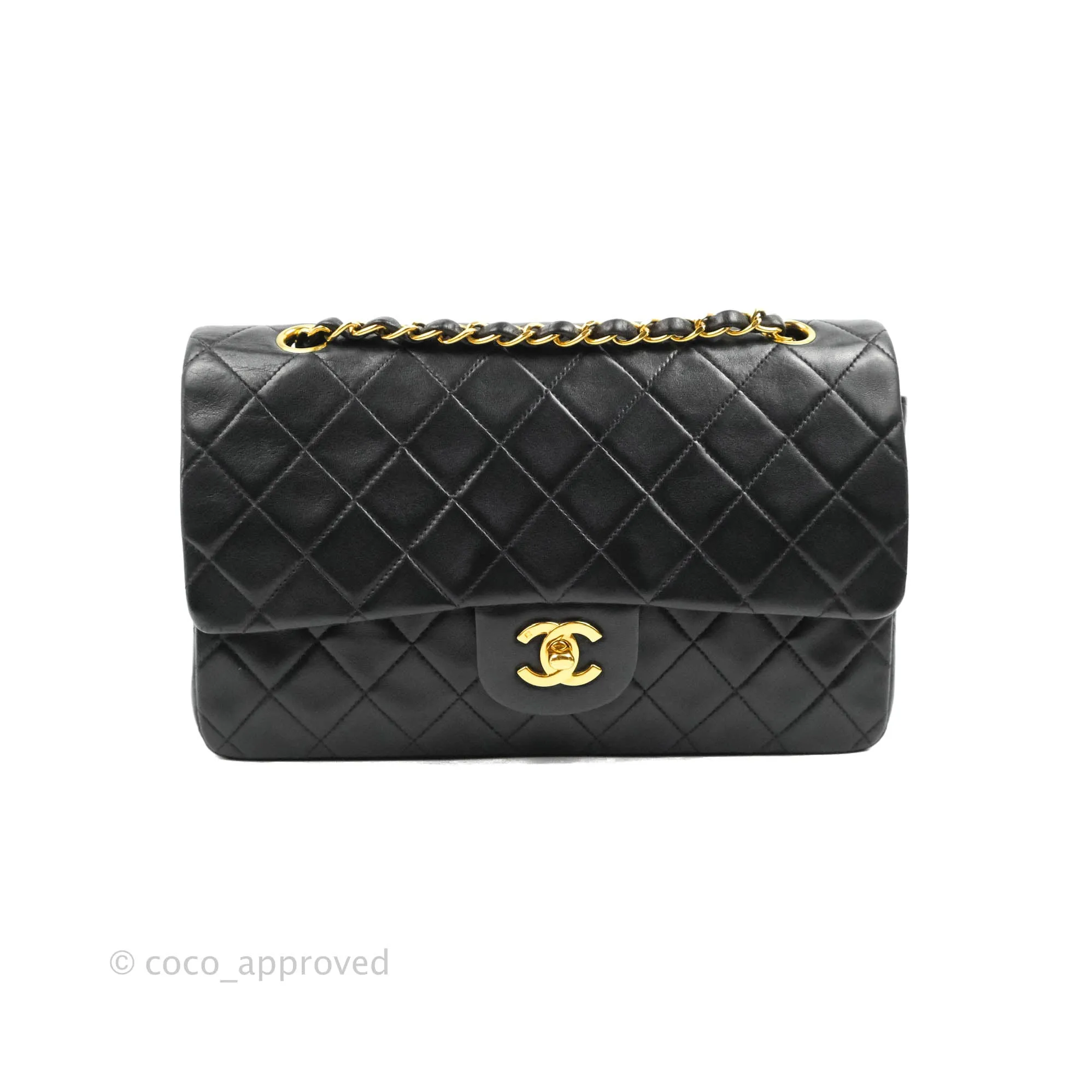 Chanel Classic Vintage Medium Flap Black Lambskin 24K Gold Hardware