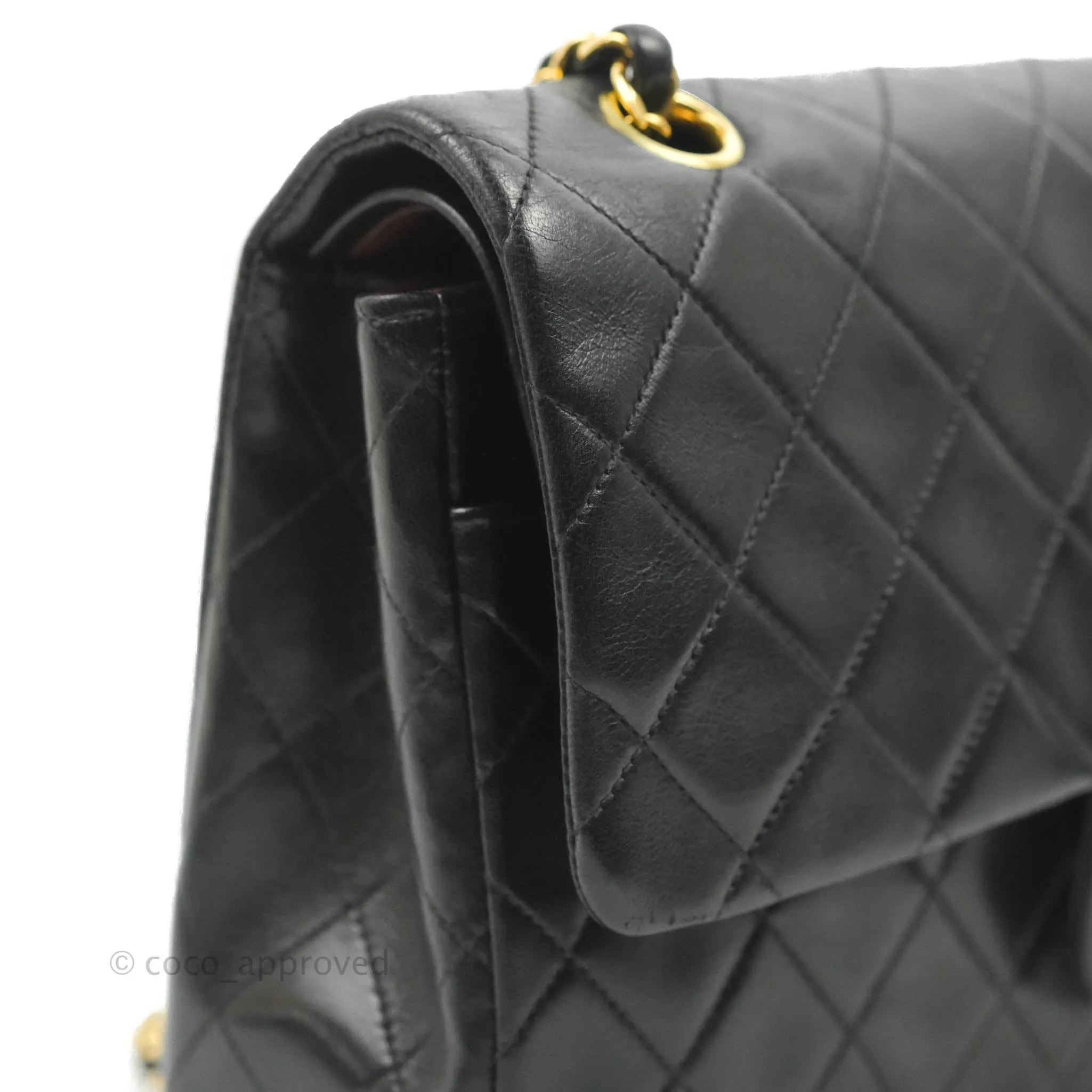 Chanel Classic Vintage Medium Flap Black Lambskin 24K Gold Hardware