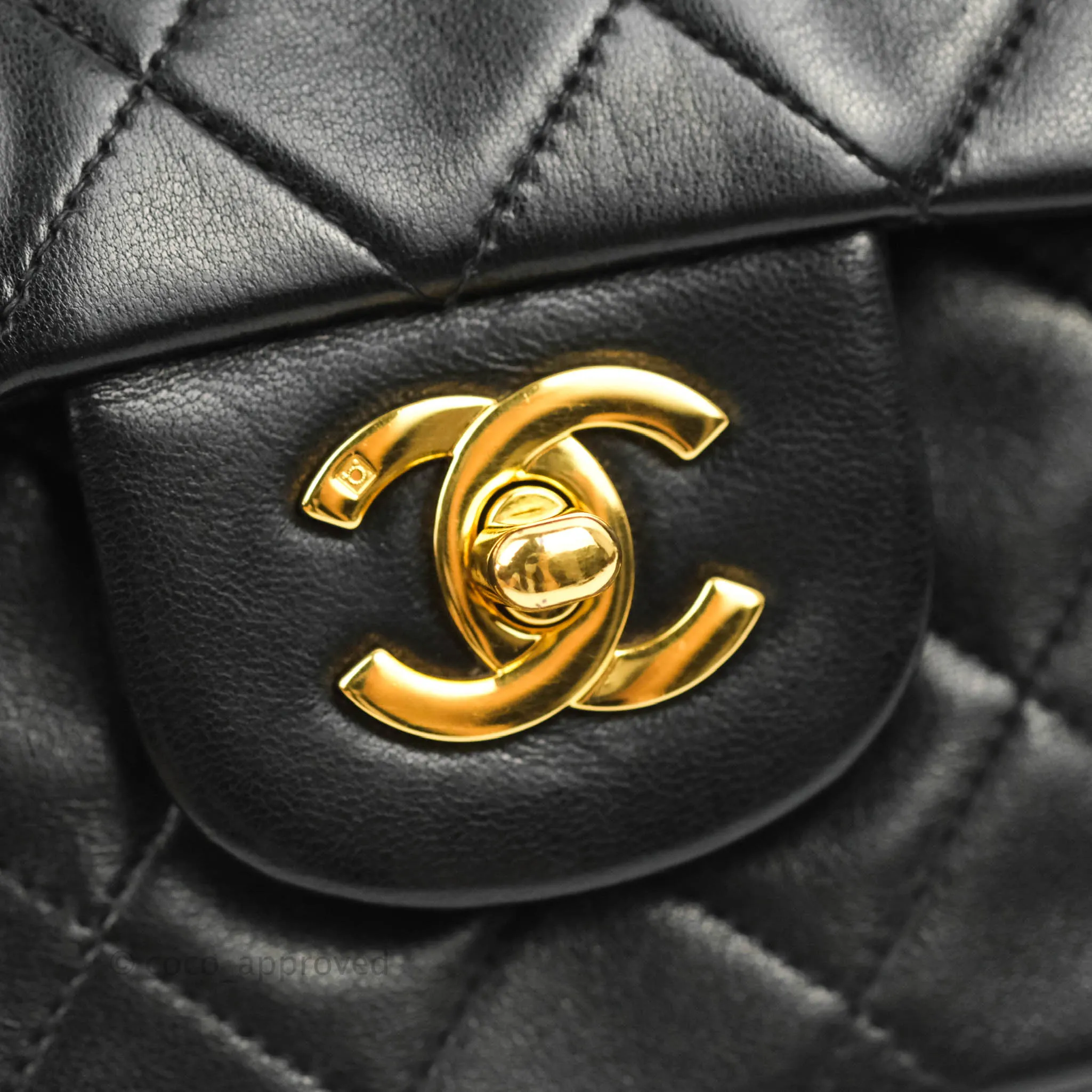 Chanel Classic Vintage Medium Flap Black Lambskin 24K Gold Hardware