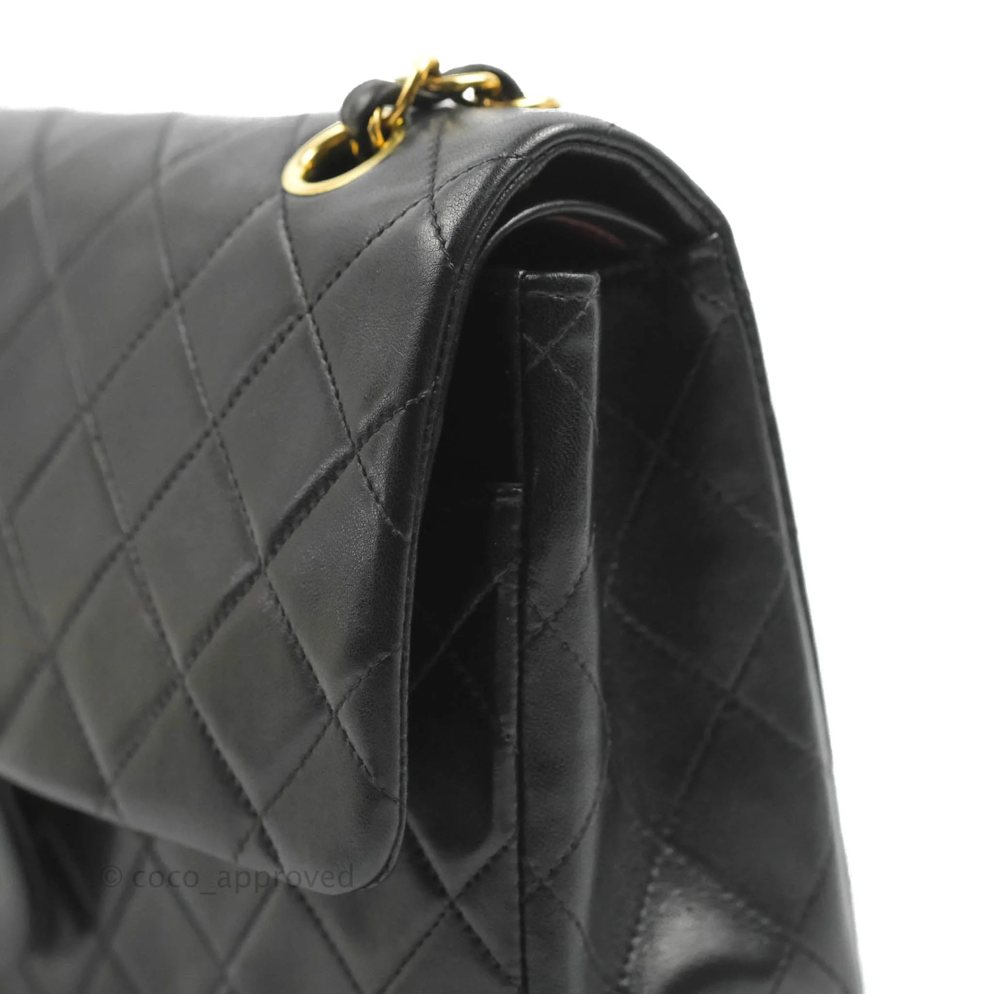 Chanel Classic Vintage Medium Flap Black Lambskin 24K Gold Hardware