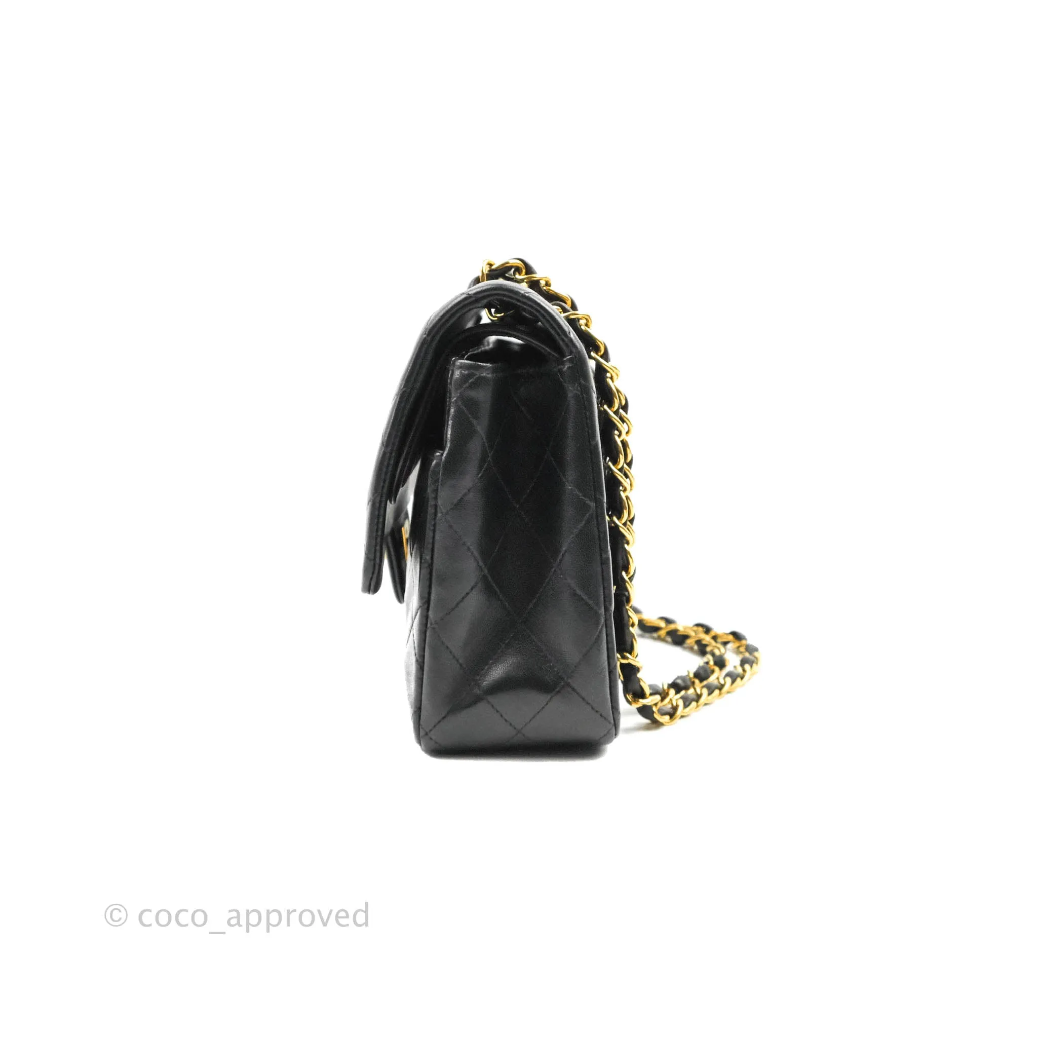 Chanel Classic Vintage Medium Flap Black Lambskin 24K Gold Hardware