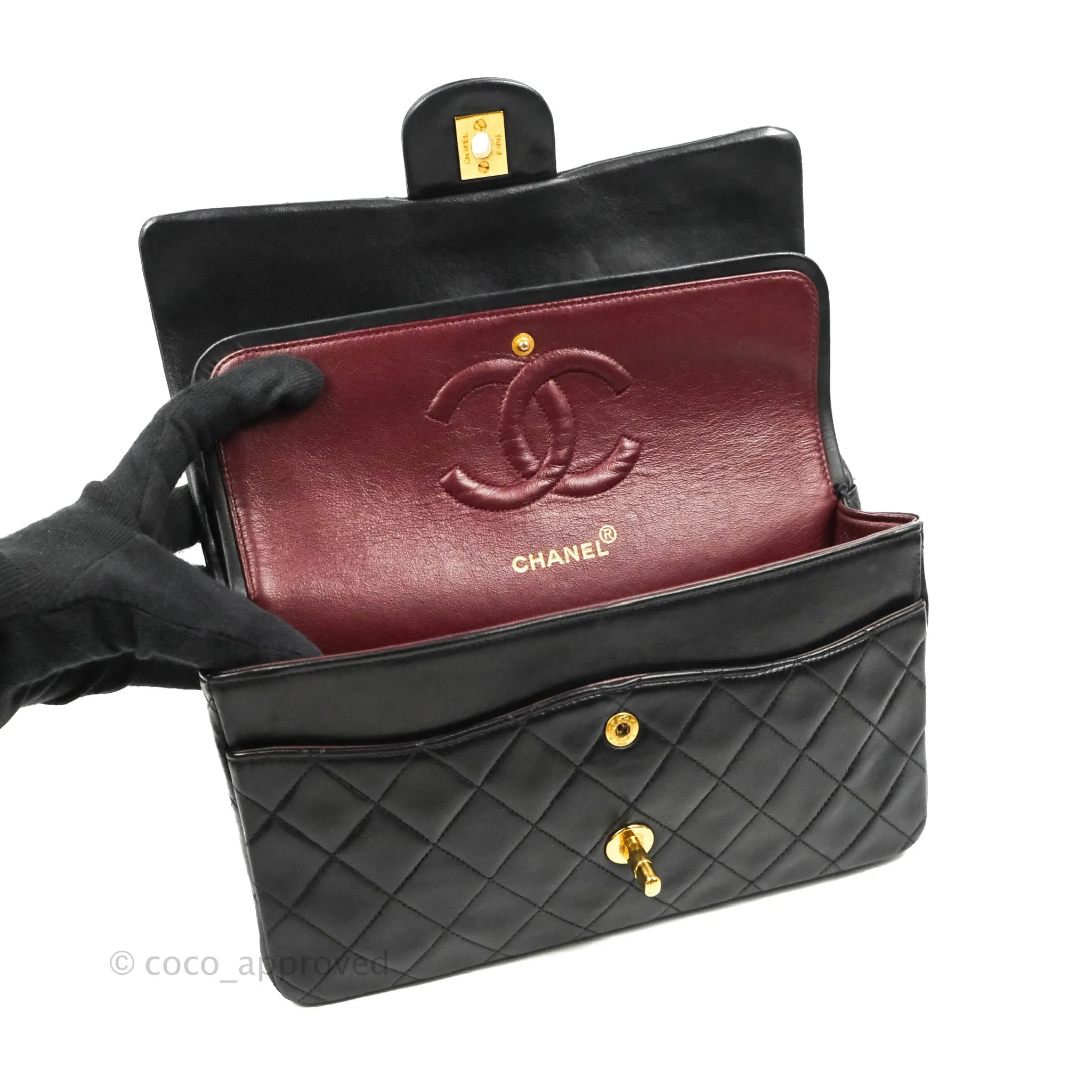 Chanel Classic Vintage Medium Flap Black Lambskin 24K Gold Hardware