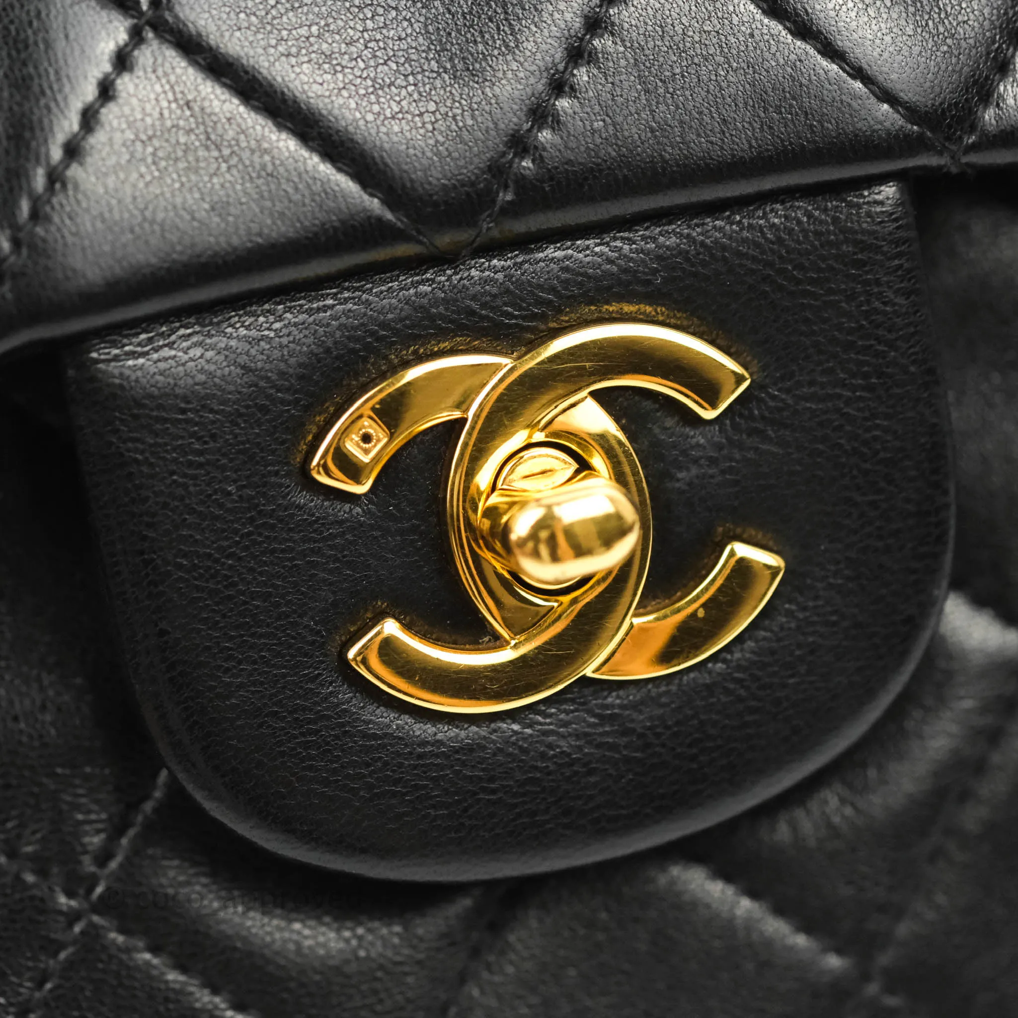 Chanel Classic Vintage Medium Flap Black Lambskin 24K Gold Hardware