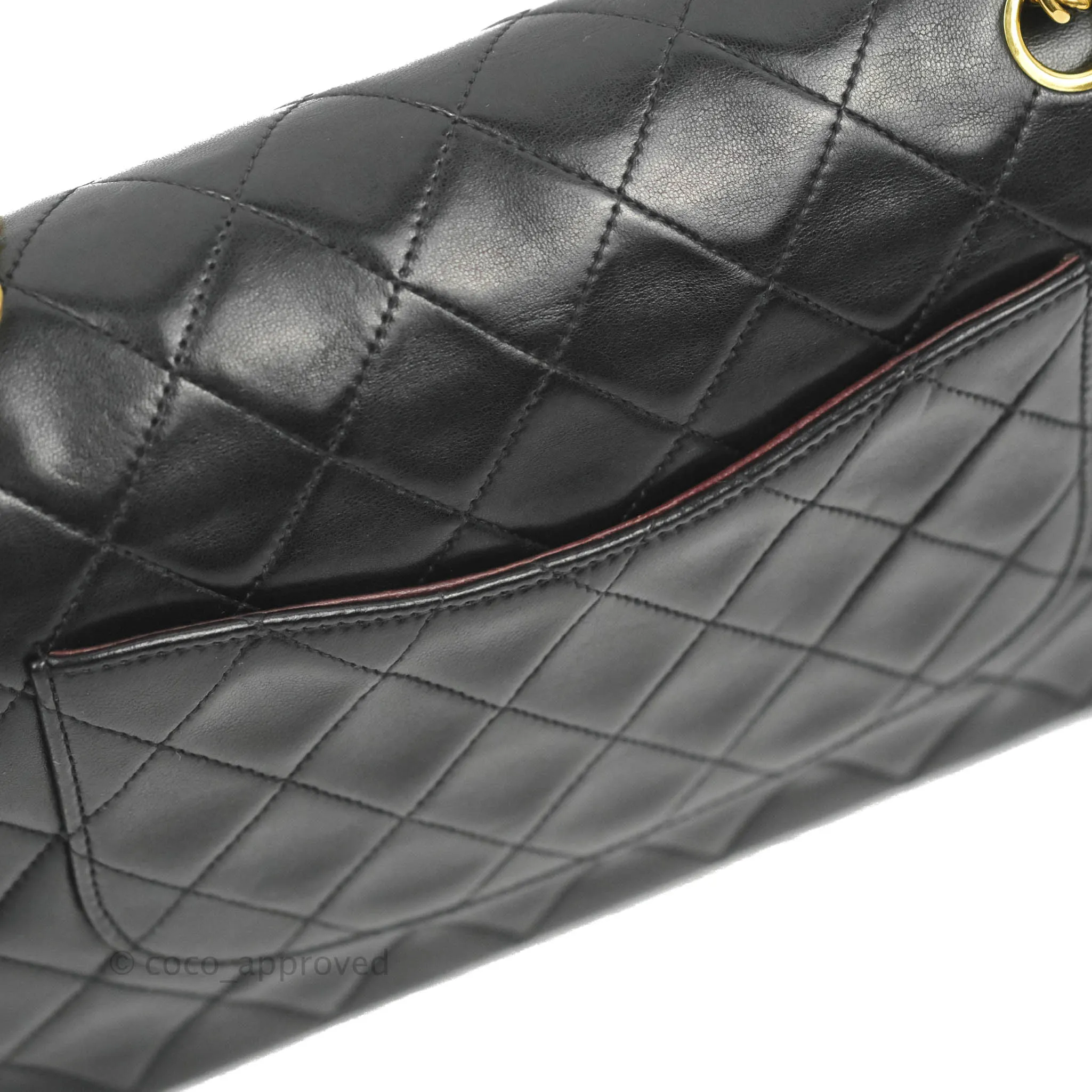Chanel Classic Vintage Medium Flap Black Lambskin 24K Gold Hardware