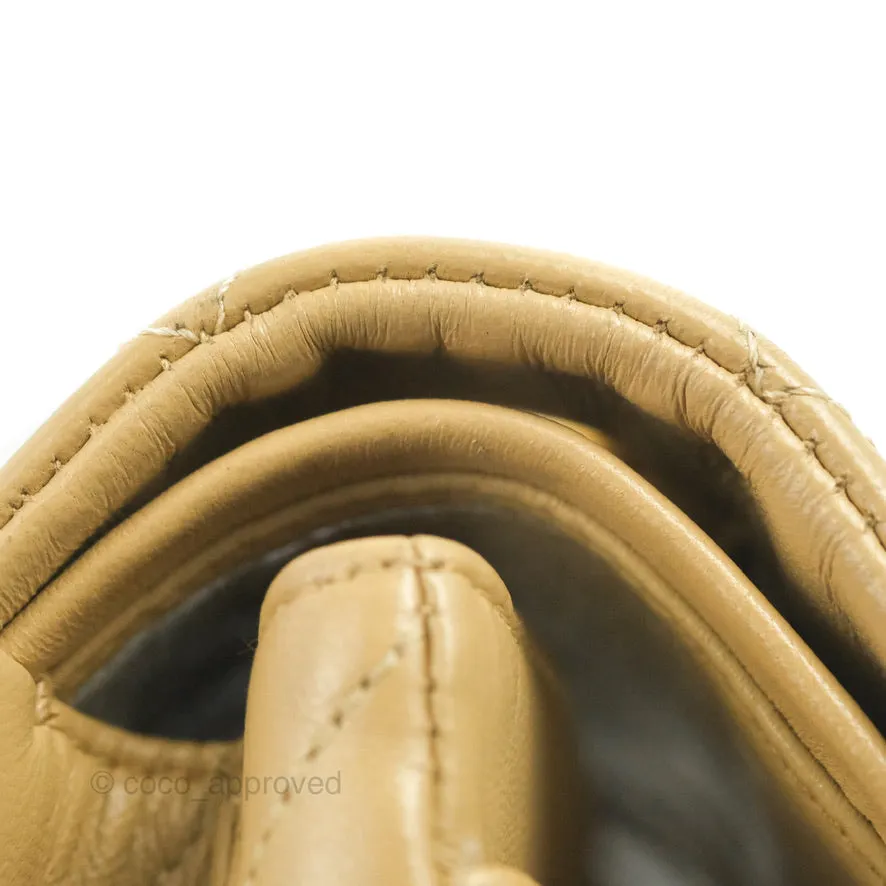 Chanel Classic Vintage Small Flap Dark Beige Lambskin 24K Gold Hardware