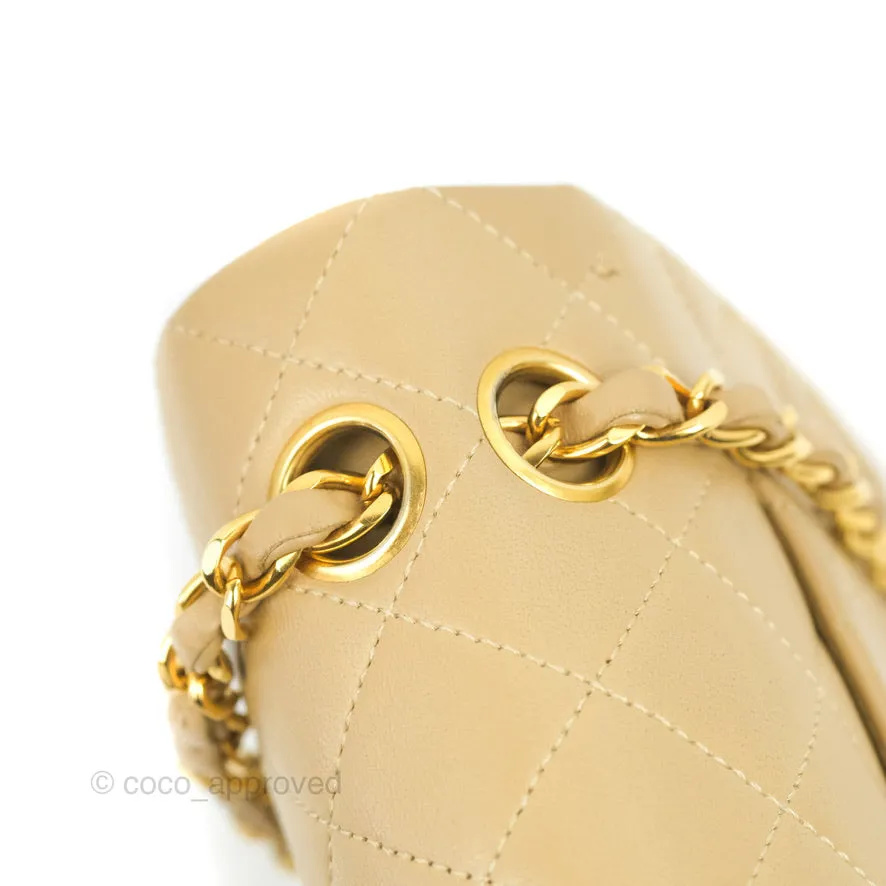 Chanel Classic Vintage Small Flap Dark Beige Lambskin 24K Gold Hardware