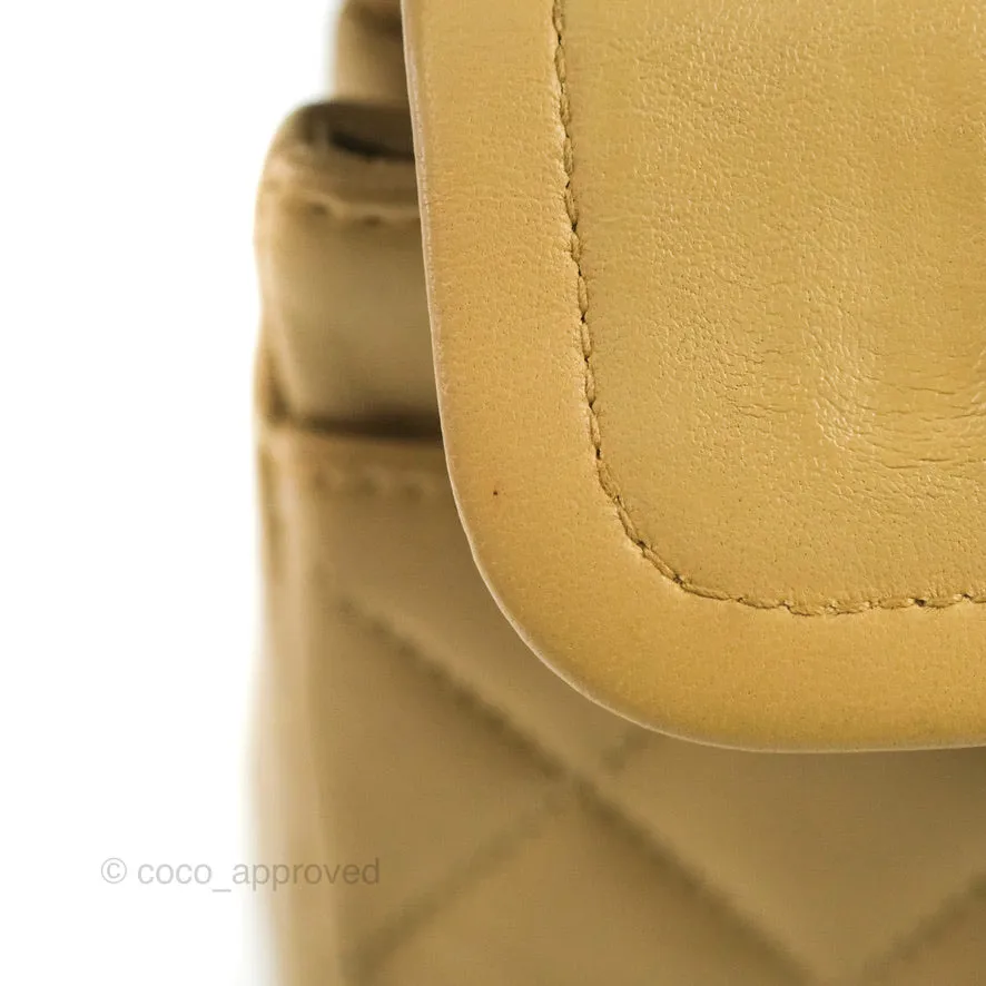 Chanel Classic Vintage Small Flap Dark Beige Lambskin 24K Gold Hardware