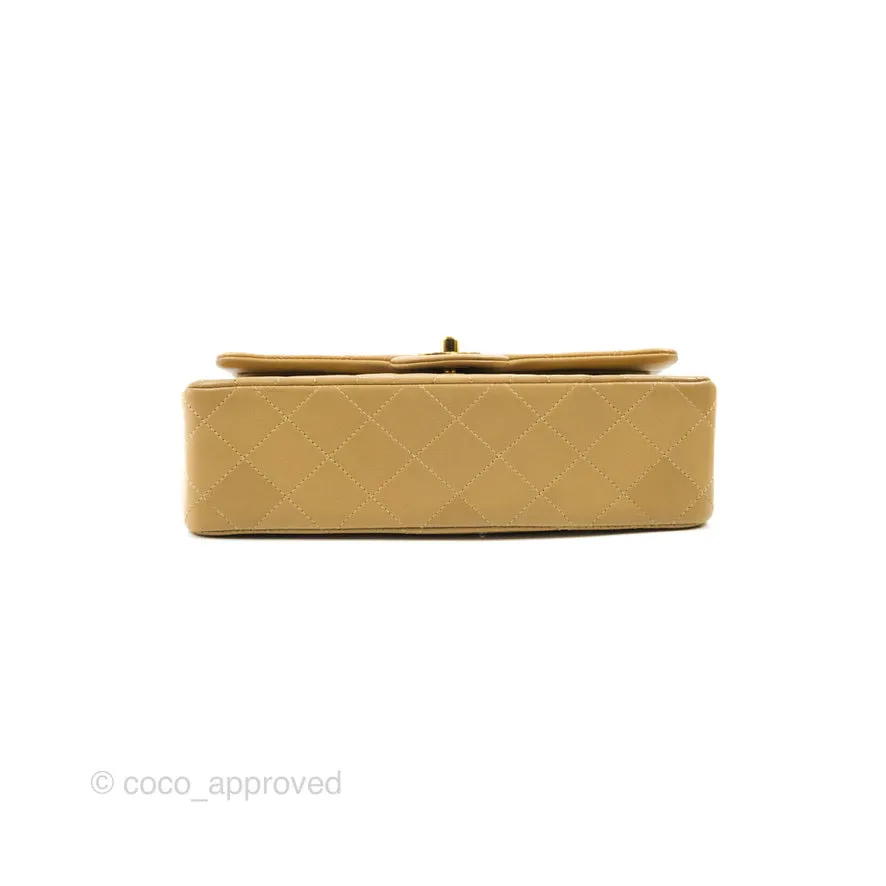 Chanel Classic Vintage Small Flap Dark Beige Lambskin 24K Gold Hardware