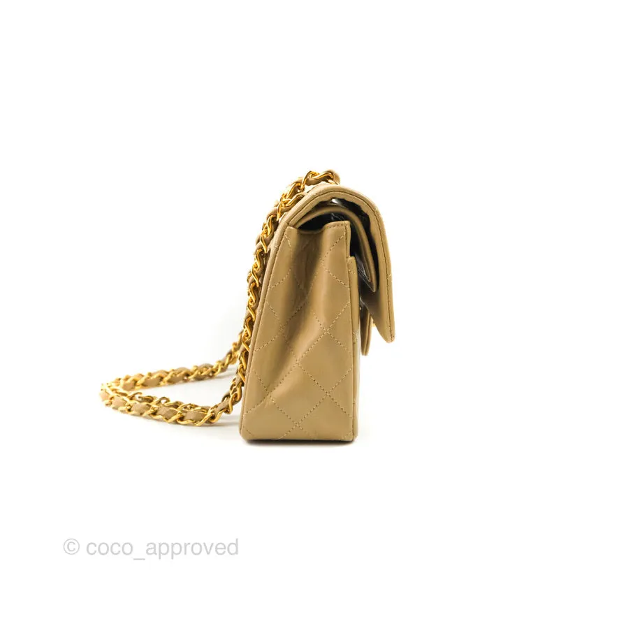 Chanel Classic Vintage Small Flap Dark Beige Lambskin 24K Gold Hardware