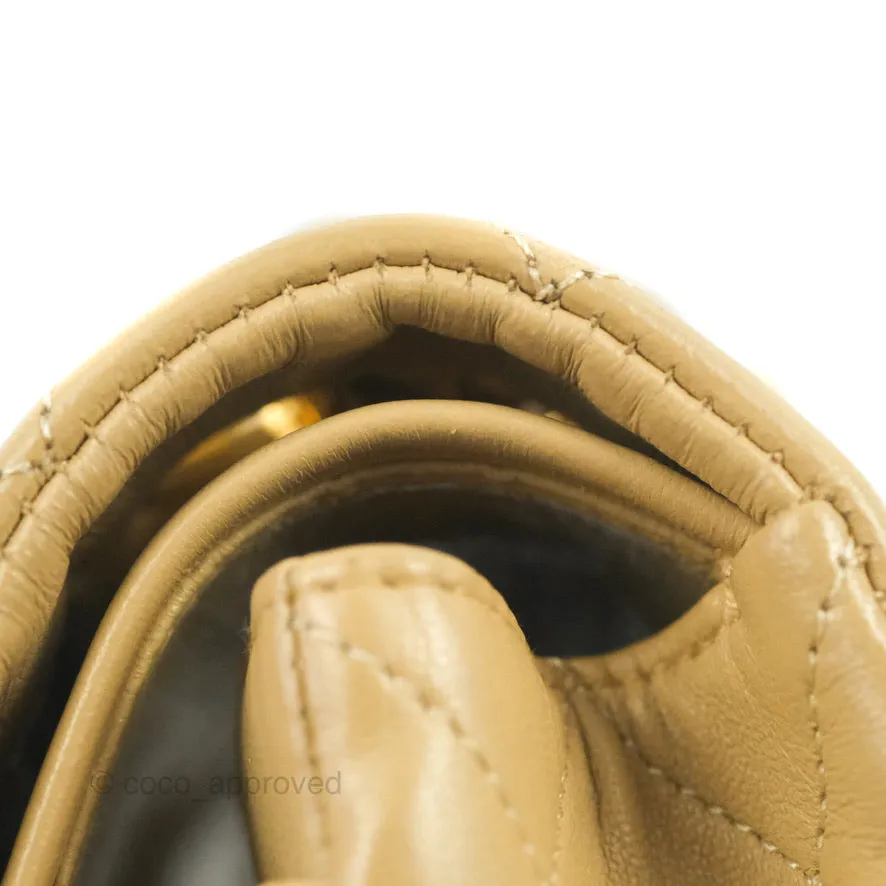 Chanel Classic Vintage Small Flap Dark Beige Lambskin 24K Gold Hardware