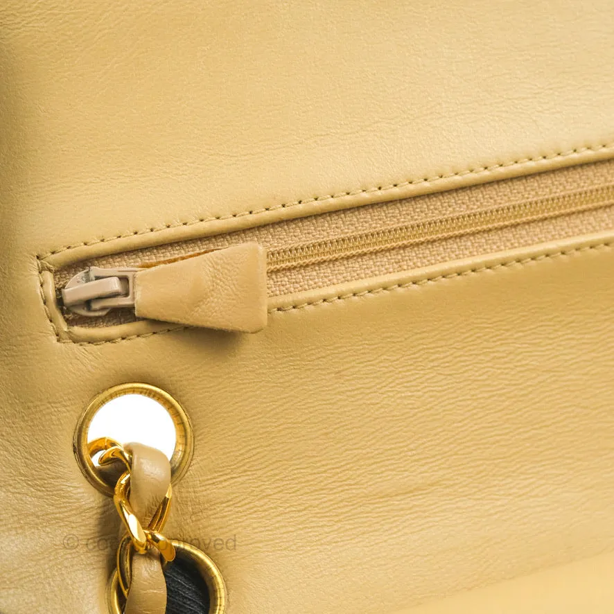 Chanel Classic Vintage Small Flap Dark Beige Lambskin 24K Gold Hardware