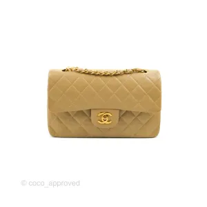 Chanel Classic Vintage Small Flap Dark Beige Lambskin 24K Gold Hardware