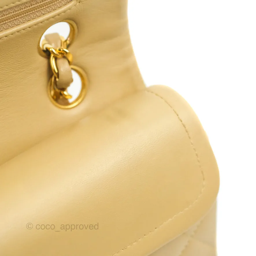 Chanel Classic Vintage Small Flap Dark Beige Lambskin 24K Gold Hardware