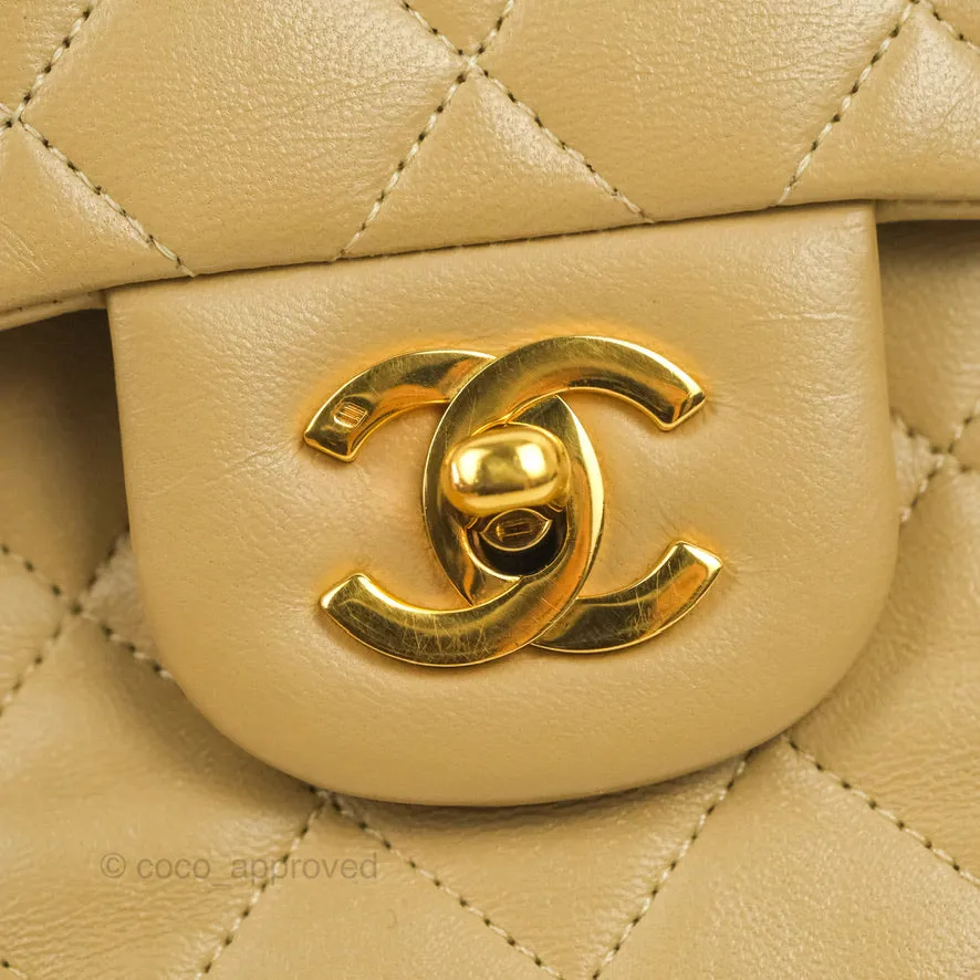 Chanel Classic Vintage Small Flap Dark Beige Lambskin 24K Gold Hardware