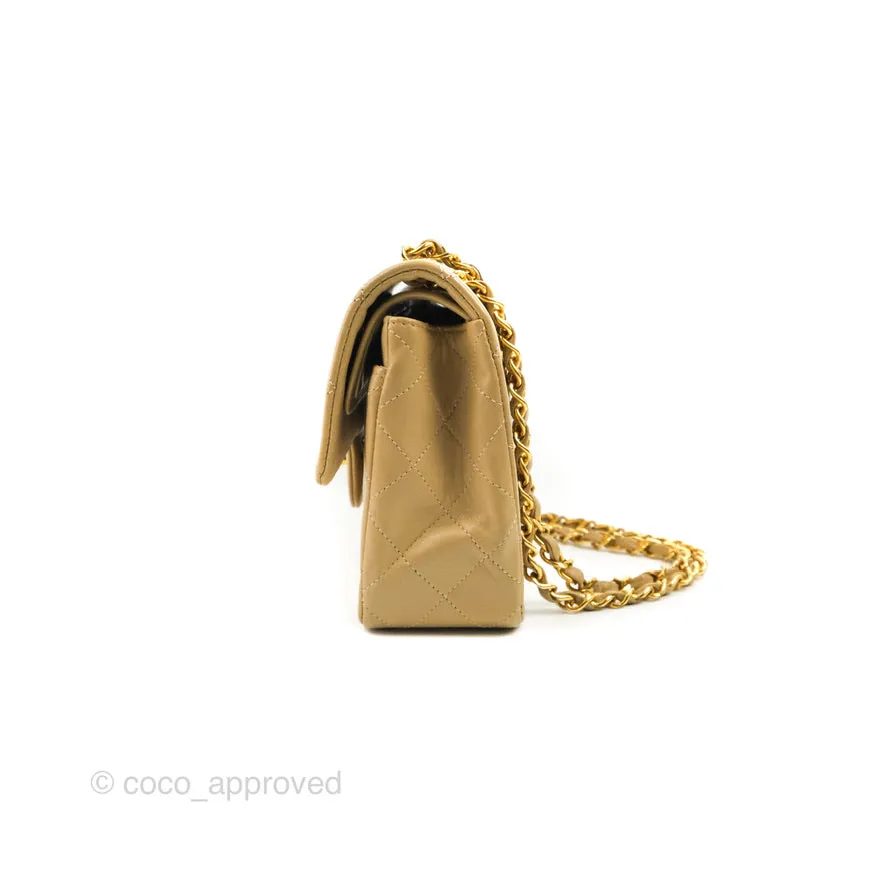 Chanel Classic Vintage Small Flap Dark Beige Lambskin 24K Gold Hardware