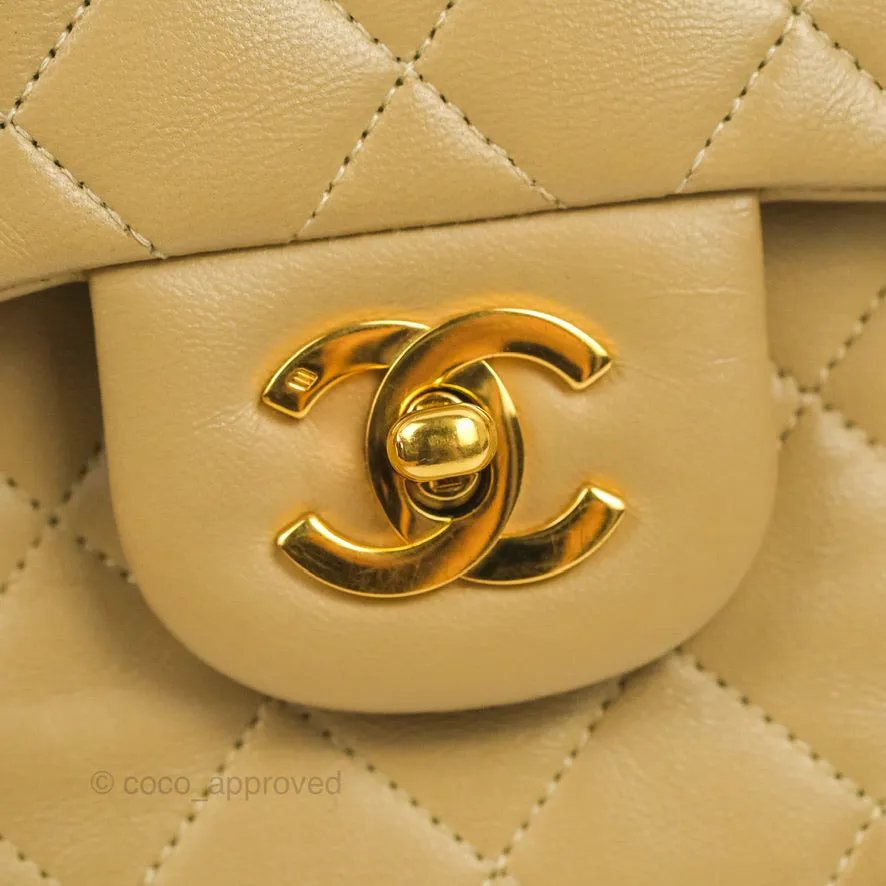 Chanel Classic Vintage Small Flap Dark Beige Lambskin 24K Gold Hardware