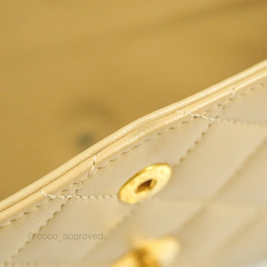 Chanel Classic Vintage Small Flap Dark Beige Lambskin 24K Gold Hardware