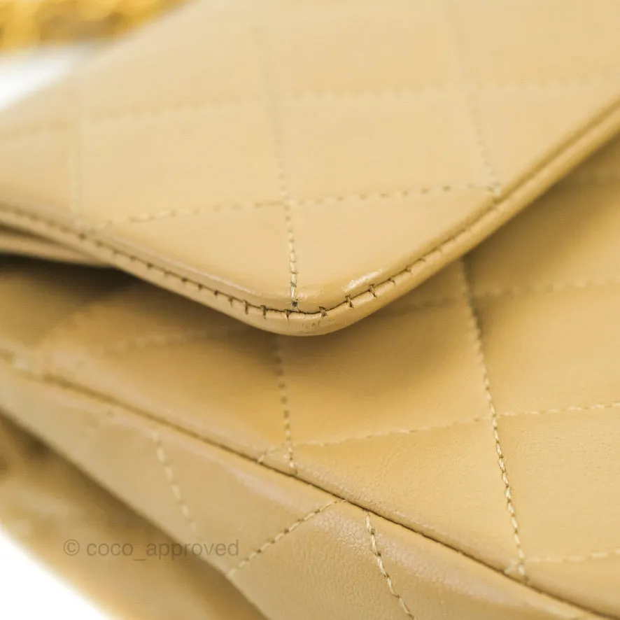 Chanel Classic Vintage Small Flap Dark Beige Lambskin 24K Gold Hardware