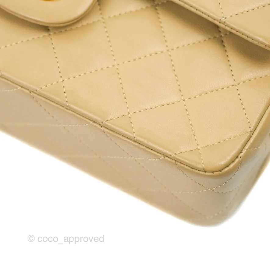 Chanel Classic Vintage Small Flap Dark Beige Lambskin 24K Gold Hardware