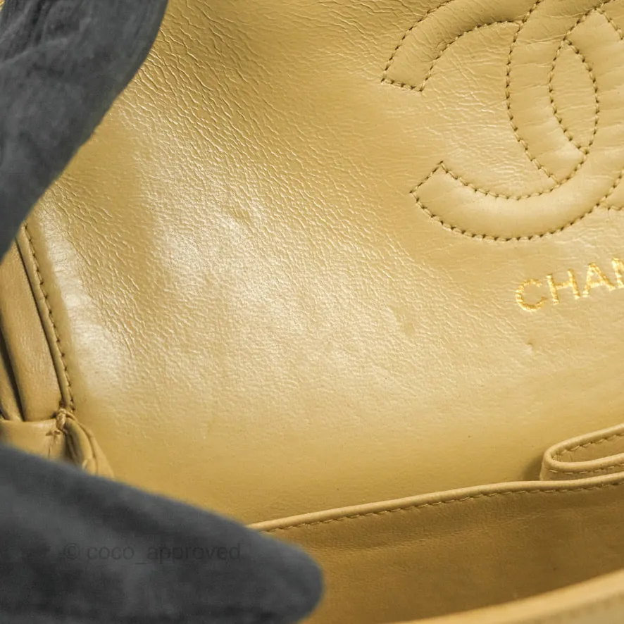 Chanel Classic Vintage Small Flap Dark Beige Lambskin 24K Gold Hardware