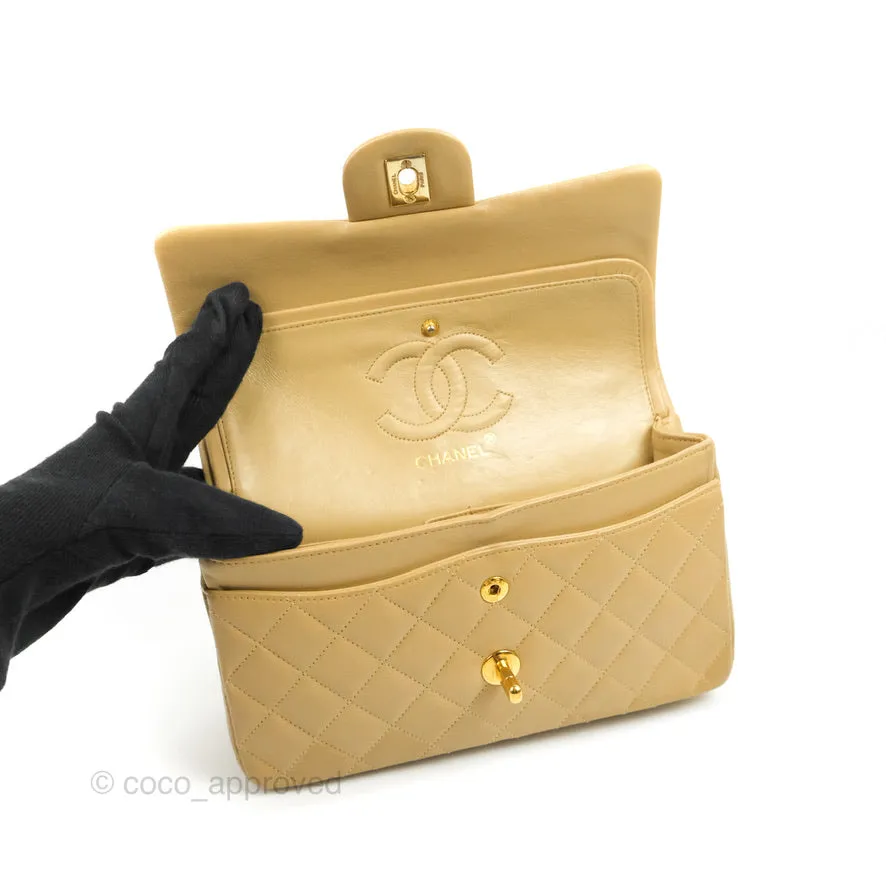 Chanel Classic Vintage Small Flap Dark Beige Lambskin 24K Gold Hardware
