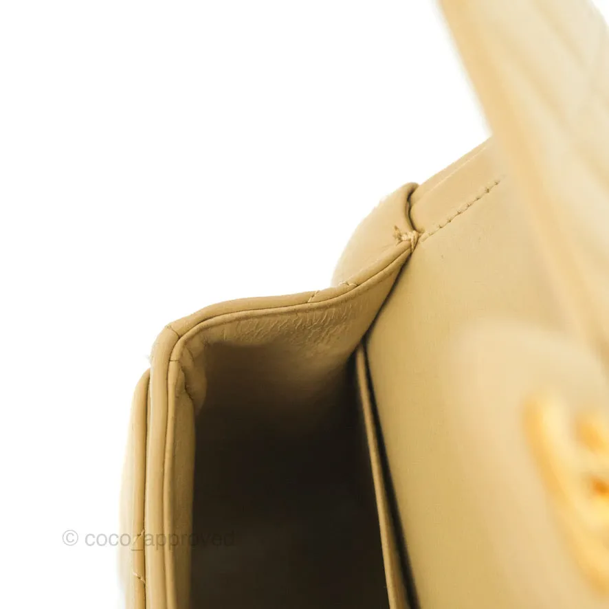 Chanel Classic Vintage Small Flap Dark Beige Lambskin 24K Gold Hardware