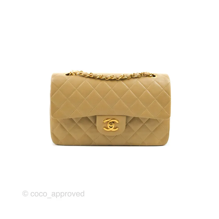 Chanel Classic Vintage Small Flap Dark Beige Lambskin 24K Gold Hardware