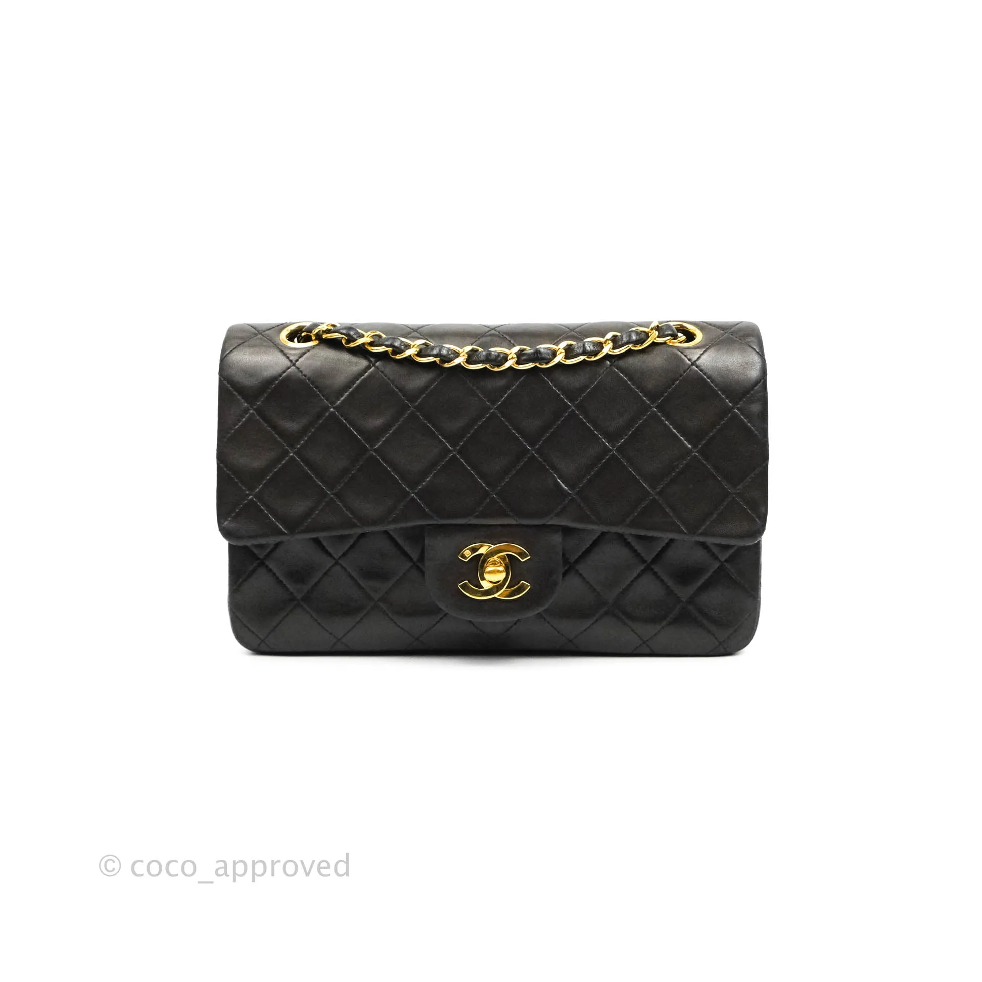 Chanel Classic Vintage Small S/M Flap Dark Brown Lambskin 24K Gold Hardware