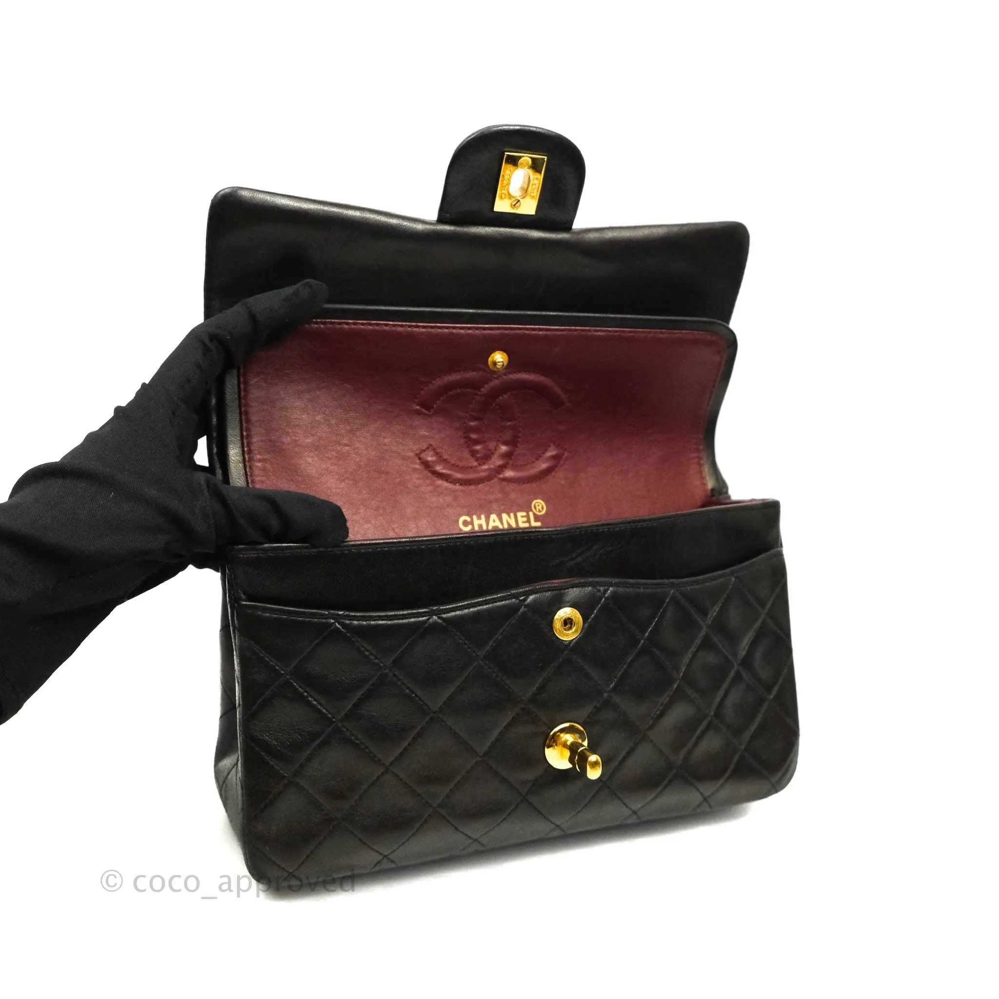 Chanel Classic Vintage Small S/M Flap Dark Brown Lambskin 24K Gold Hardware
