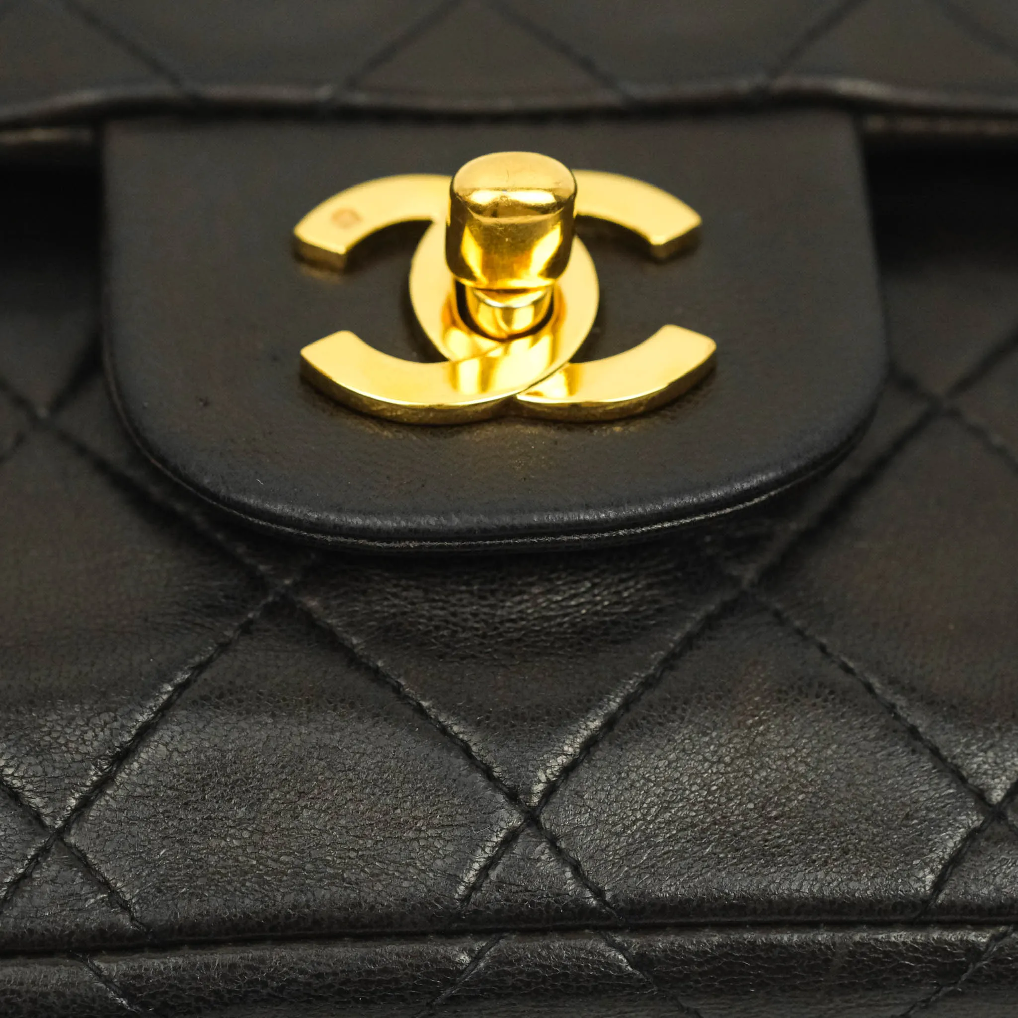 Chanel Classic Vintage Small S/M Flap Dark Brown Lambskin 24K Gold Hardware