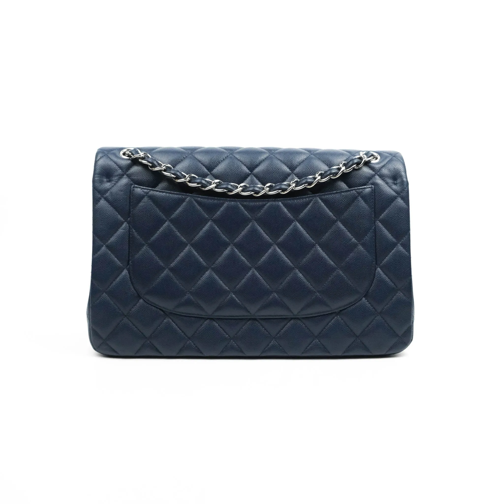 Chanel Jumbo Double Flap Navy Caviar Silver Hardware⁣⁣