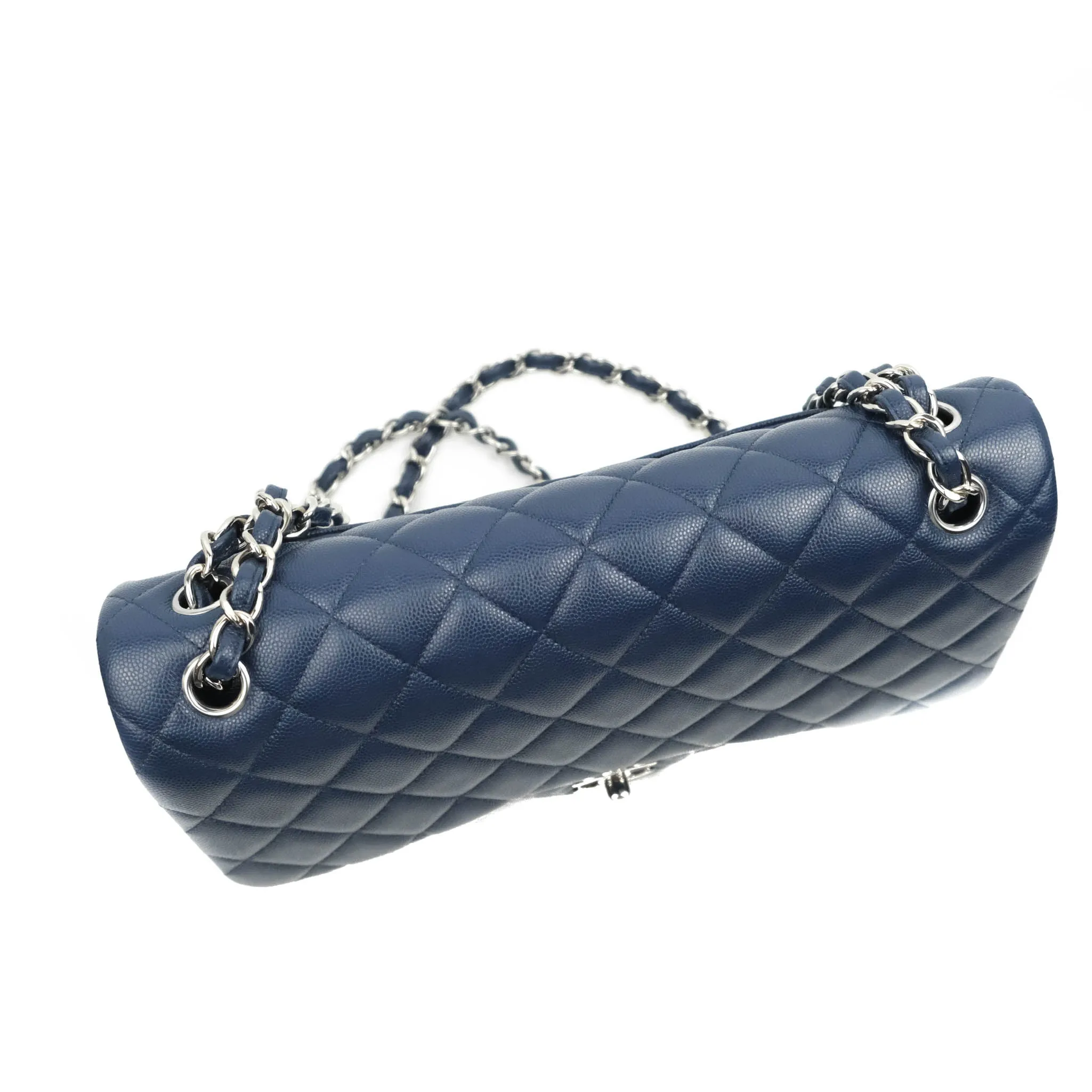 Chanel Jumbo Double Flap Navy Caviar Silver Hardware⁣⁣