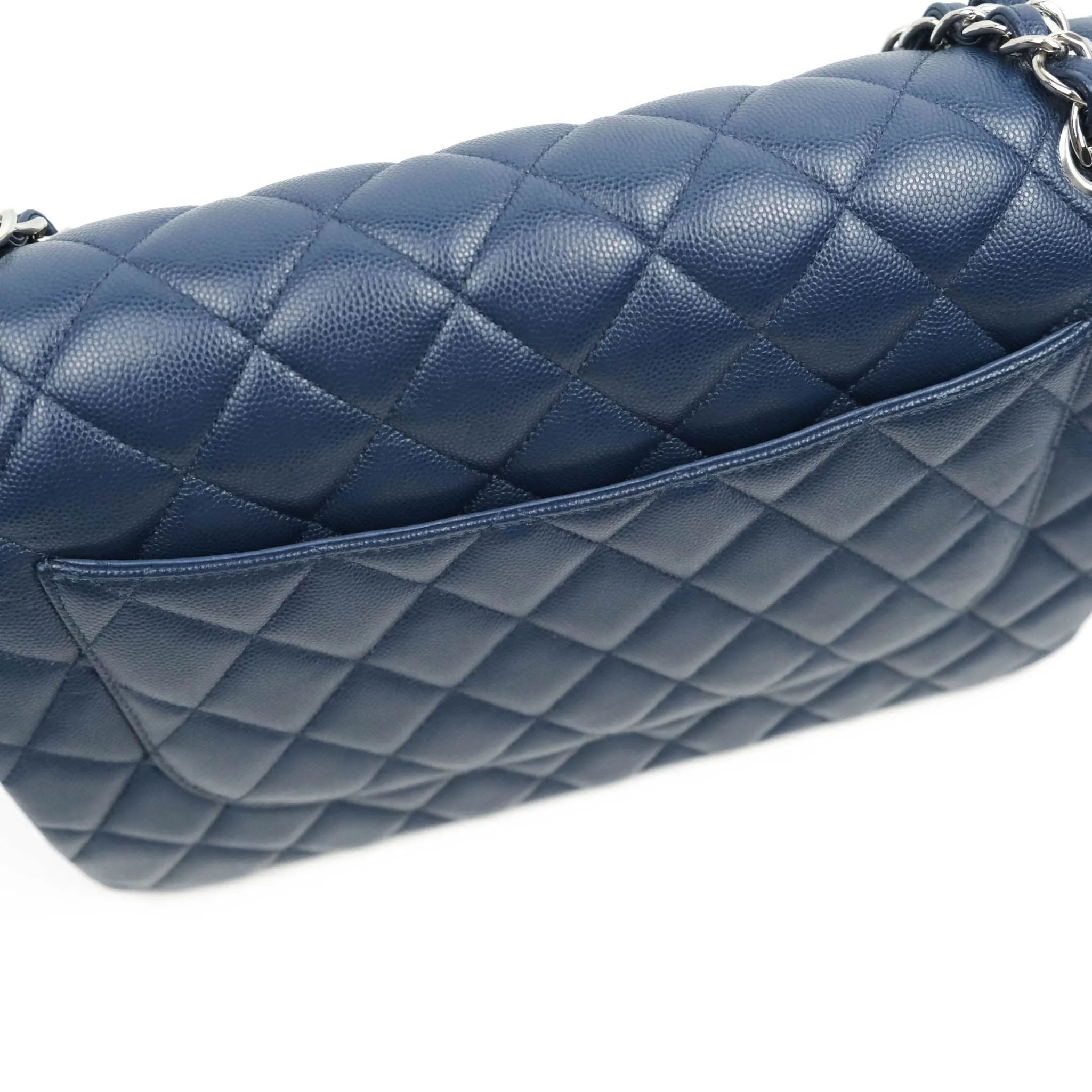 Chanel Jumbo Double Flap Navy Caviar Silver Hardware⁣⁣