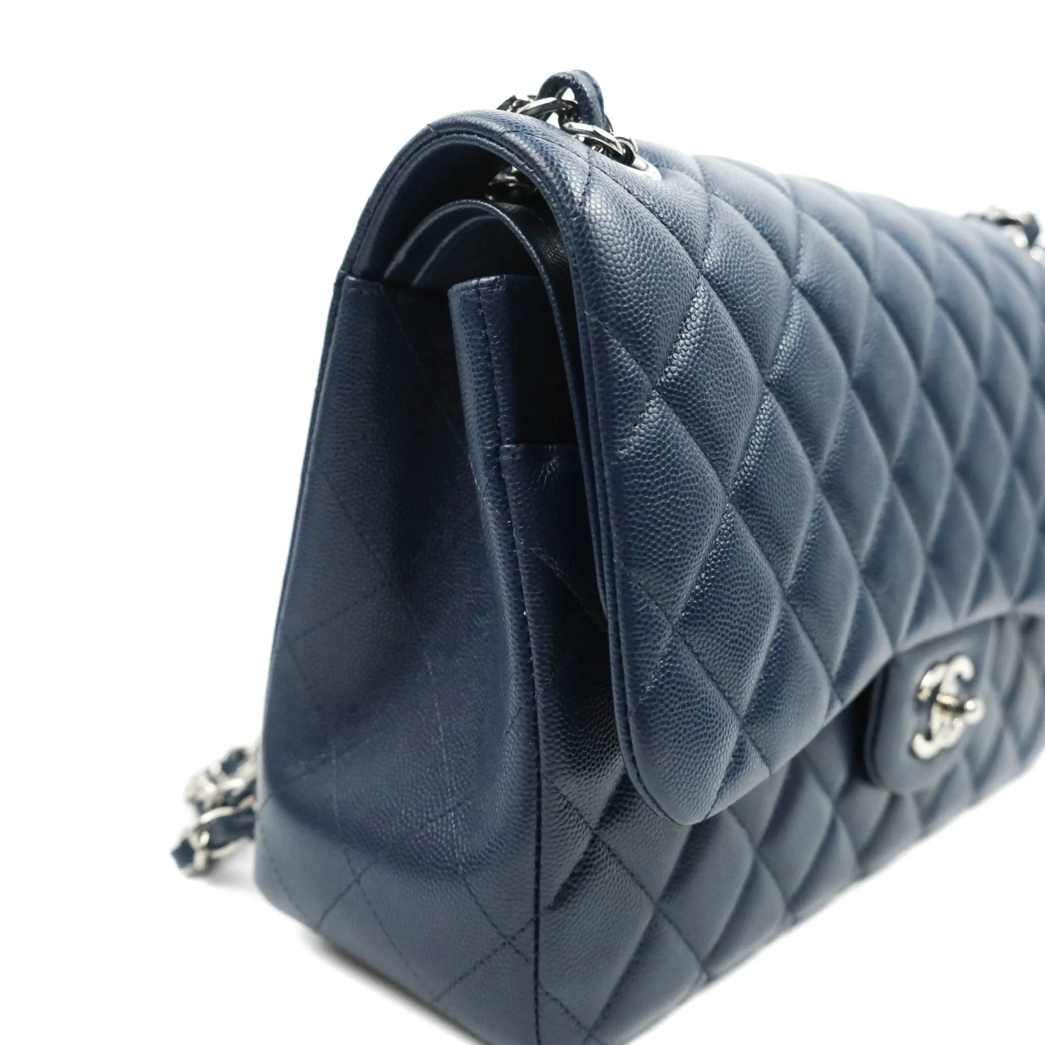 Chanel Jumbo Double Flap Navy Caviar Silver Hardware⁣⁣