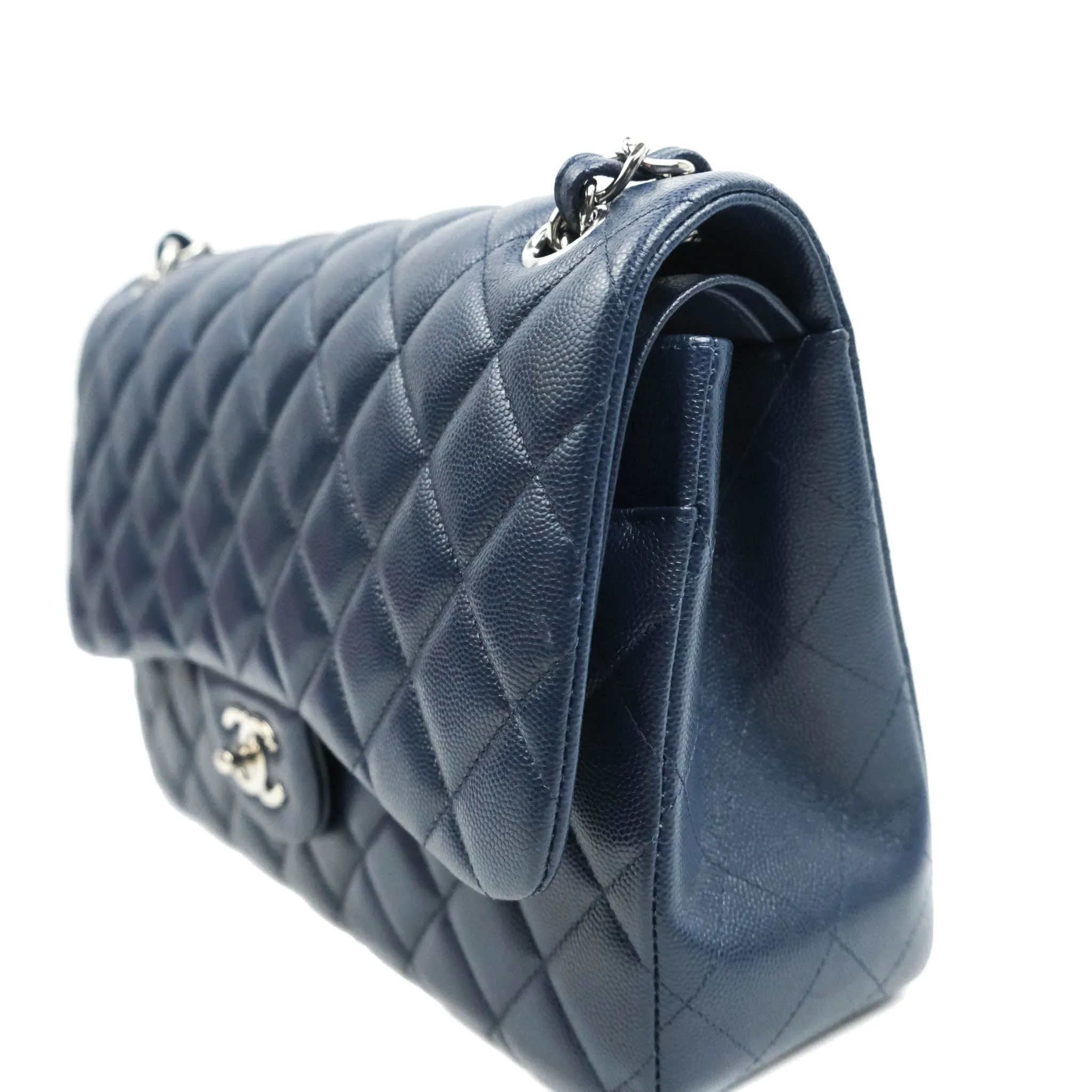 Chanel Jumbo Double Flap Navy Caviar Silver Hardware⁣⁣