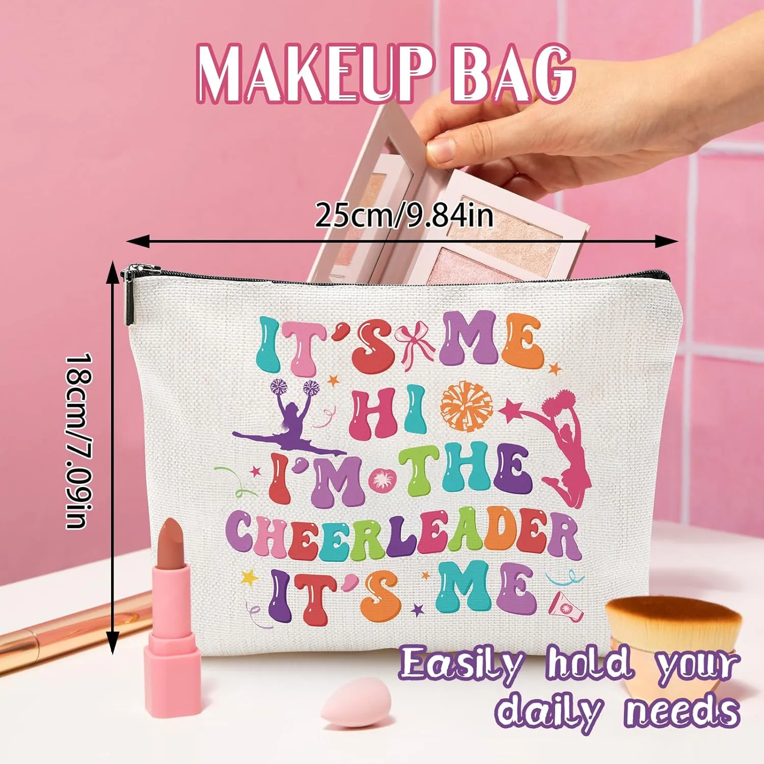 Cheerleader Gifts Cheer Bag - Cheer Stuff Bags for Cheerleader, Cheerleading Stuff Cheerleaders Gifts Makeup Bags for Girls, Cheer Gifts for Team, Cheer Bags Christmas Gifts for Cheerleaders